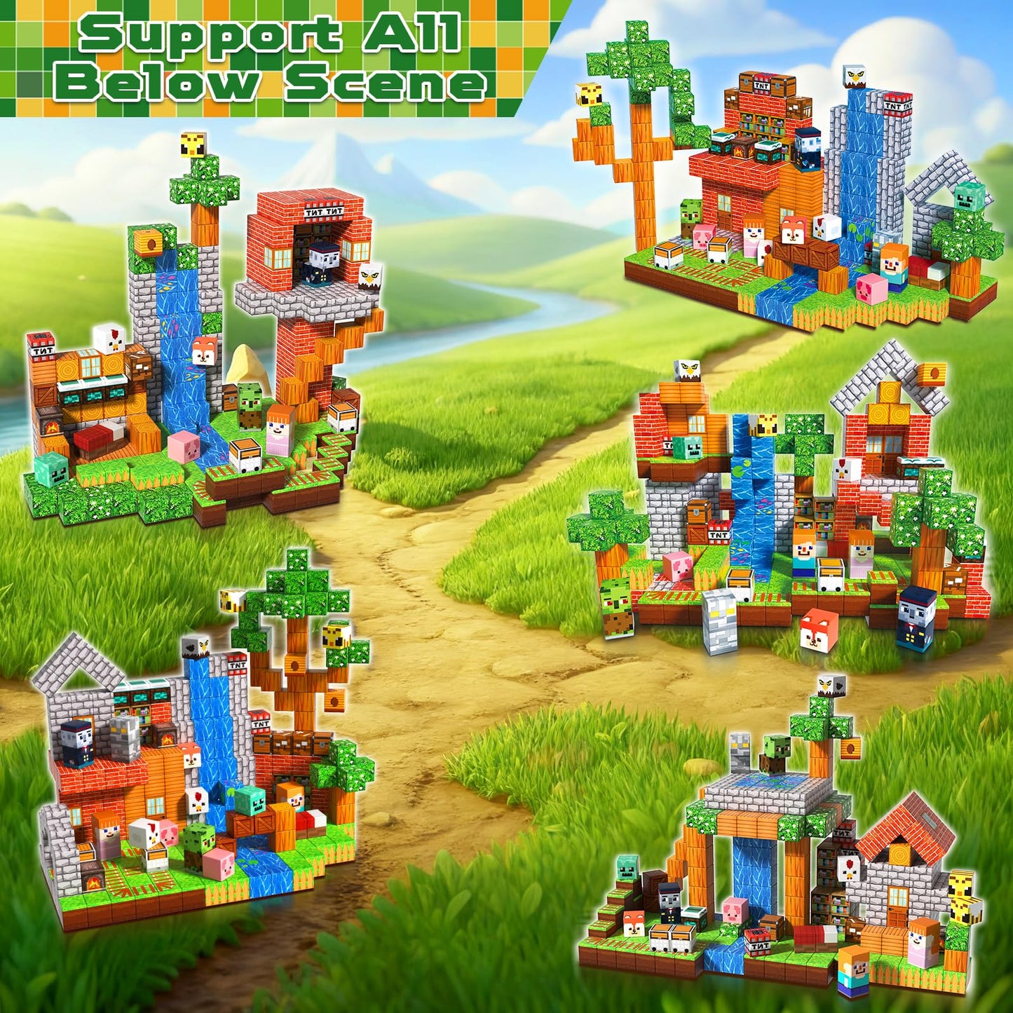 Goody King 300PCS Magnetic Blocks - Forest Magnetic Building Blocks, Stacking Magnets for Kids, Strong Magnets, Sensory Toy for STEM Learning Toys for Kids 3+ Boys and Girls Christmas Birthday Gifts