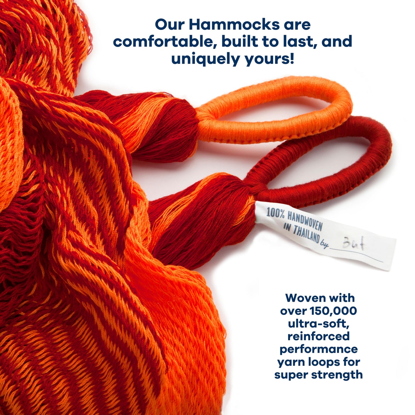 Handwoven Hammock by Yellow Leaf Hammocks - Double Size, Fits 1-2 PPL, 400lb max - Weathersafe, Super Strong, Easy to Hang, Ultra Soft, Artisan Made - Color: Red - Orange