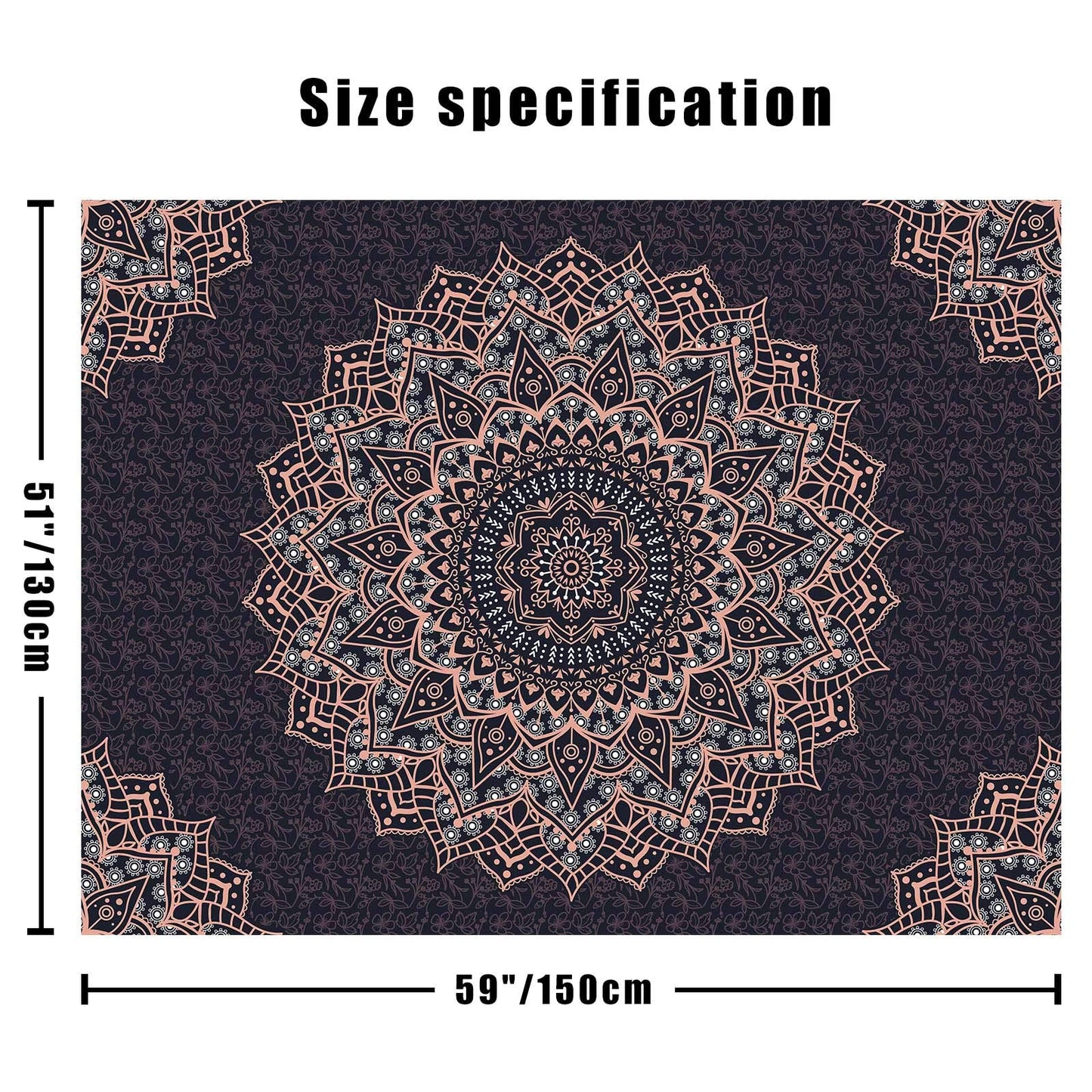 Edeesky Black Mandala Tapestry Wall Hanging Psychedelic Wall Tapestry Aesthetic Indian Hippie Decor Bohemian Art Boho Home Decoration for Bedroom,Living Room,Dorm