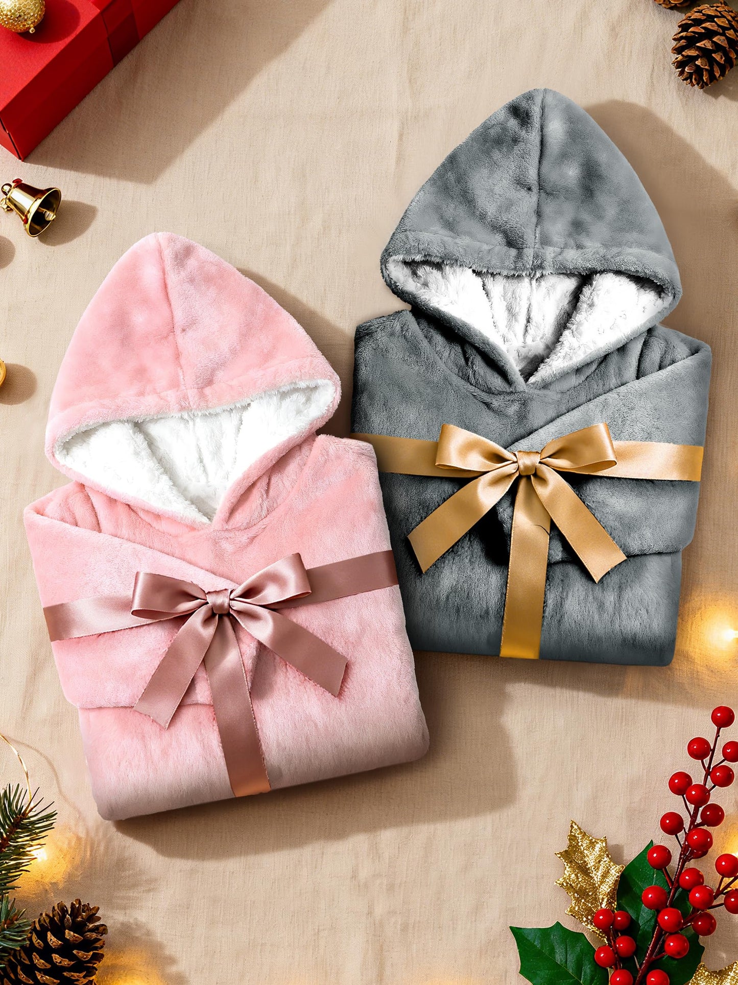 C hello cloud Oversized Hoodie Blanket, Wearable Blanket sweatshirt, Ultra Soft Sherpa Fleece Comfy Snuggle Hoodie, Gaint Fluffy Jumper Reversible, One Size Fits All Women Adults Men (Grey)
