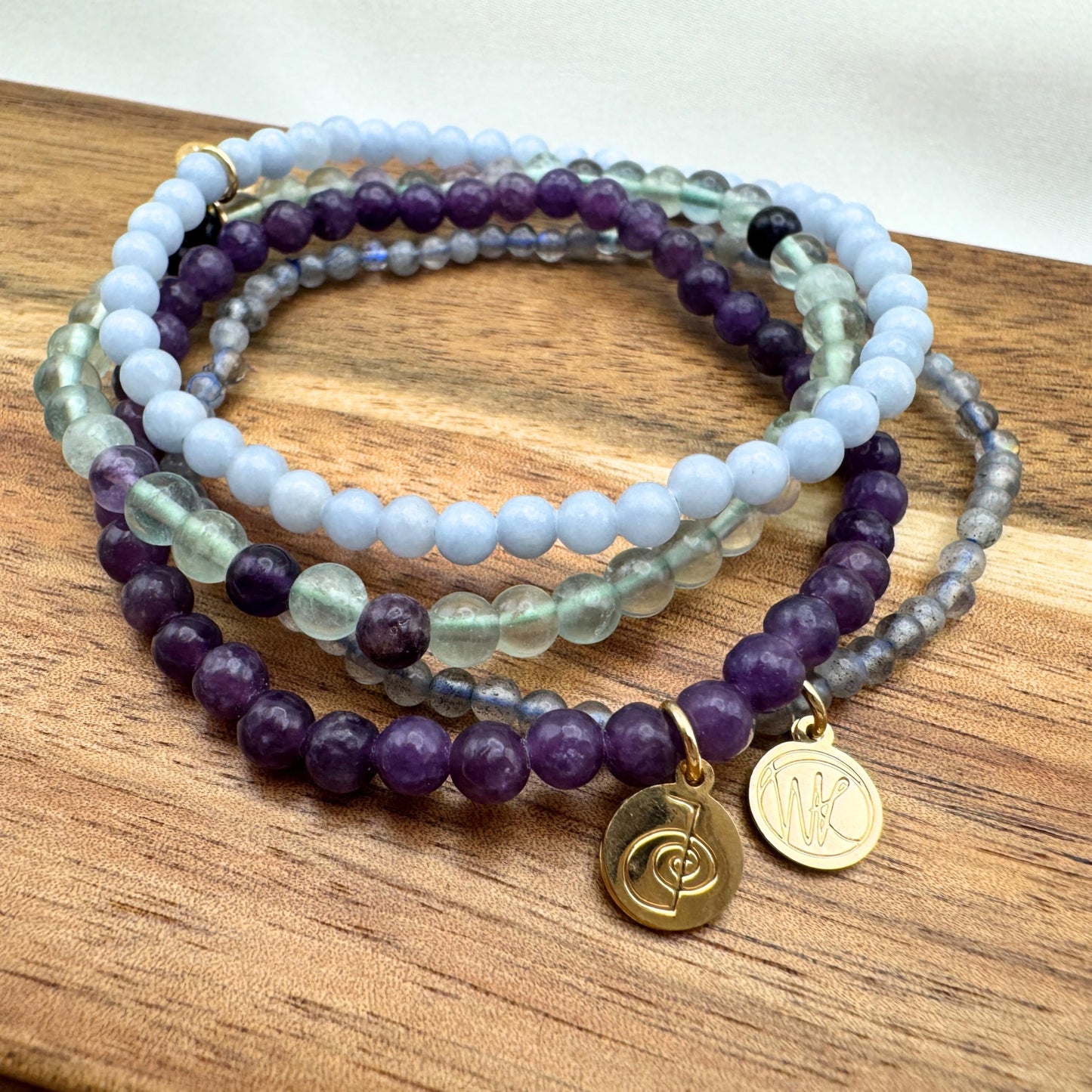 Wendy Kleiner Crystal Bracelet and Crystal Bracelet Stack – Healing Stone Beads – Small Size Beads - Spiritual Energy Jewelry – Elastic, Unisex, Gift-Ready (Healing Crystal Bracelet)