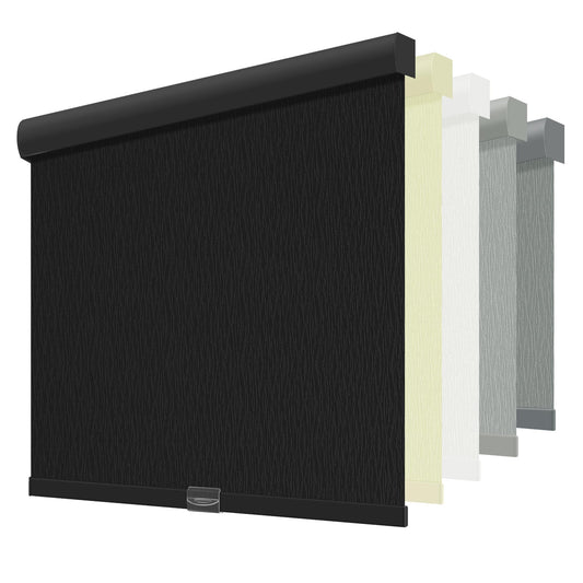 ChrisDowa Cordless Blackout Roller Shades for Windows, Striped Free-Stop Window Blinds with Privacy, Thermal Insulated Window Shades for Home, Office and Door. Black, 20" W x 72" H