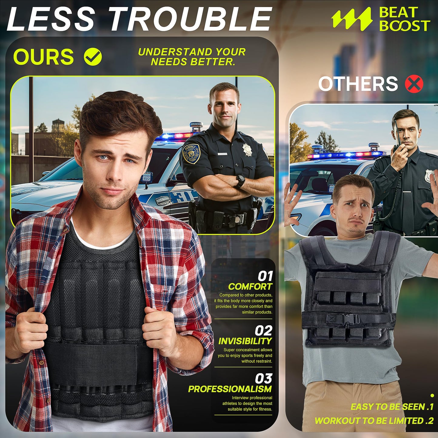 BeatBoost Weighted Vest for Men Women 20lb Adjustable Weight Vest Set with Iron Weights, Workout Vest for Strength Training Running Walking, Includes Wrist & Ankle Weights Kit