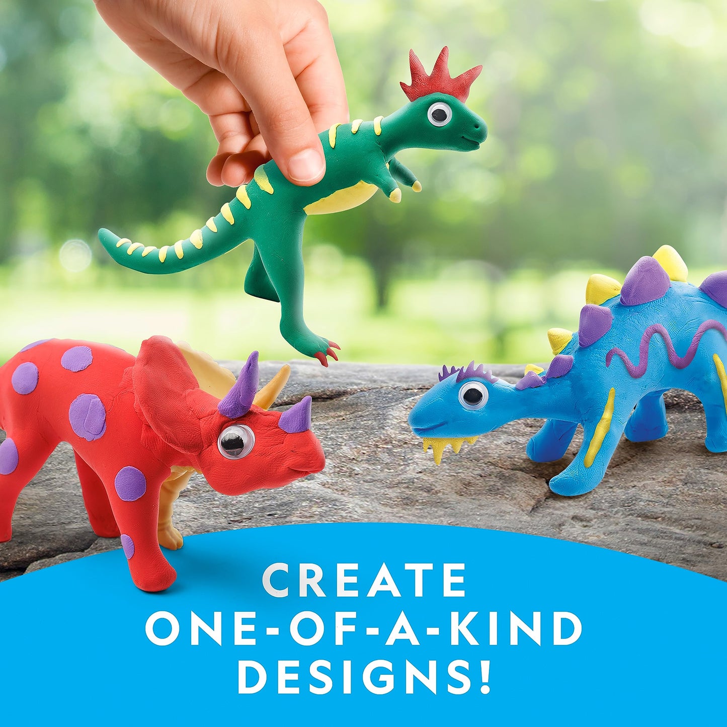 Blue Marble National Geographic Clay Dinosaur Arts & Crafts Kit - Air Dry Clay for Kids with 5 Clay Colors, 5 Dino Skeletons & Googly Eyes, Dinosaur Activity for Girls and Boys Ages 4 5 6 7 8 9 & 10
