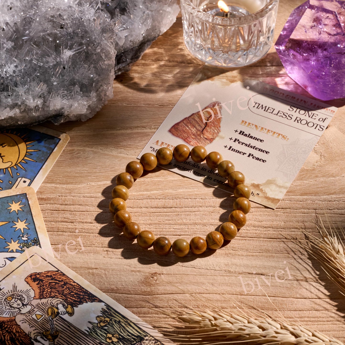 Wood Grain Jasper-Steady Growth-8mm Beaded Bracelets for Women Handmade Semi Precious Natural Stone Stretch Elastic Jewelry Yoga Protection Gifts