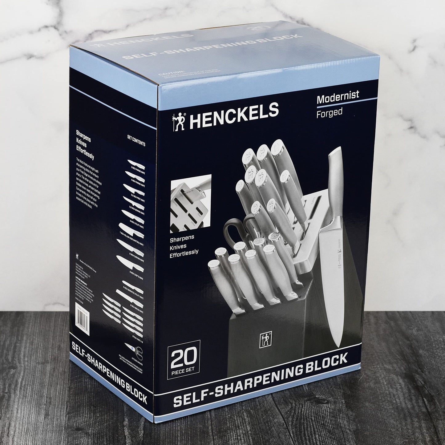 Henckels Forged Modernist 20 Piece Self Sharpening Knife Set - Black Knife Block