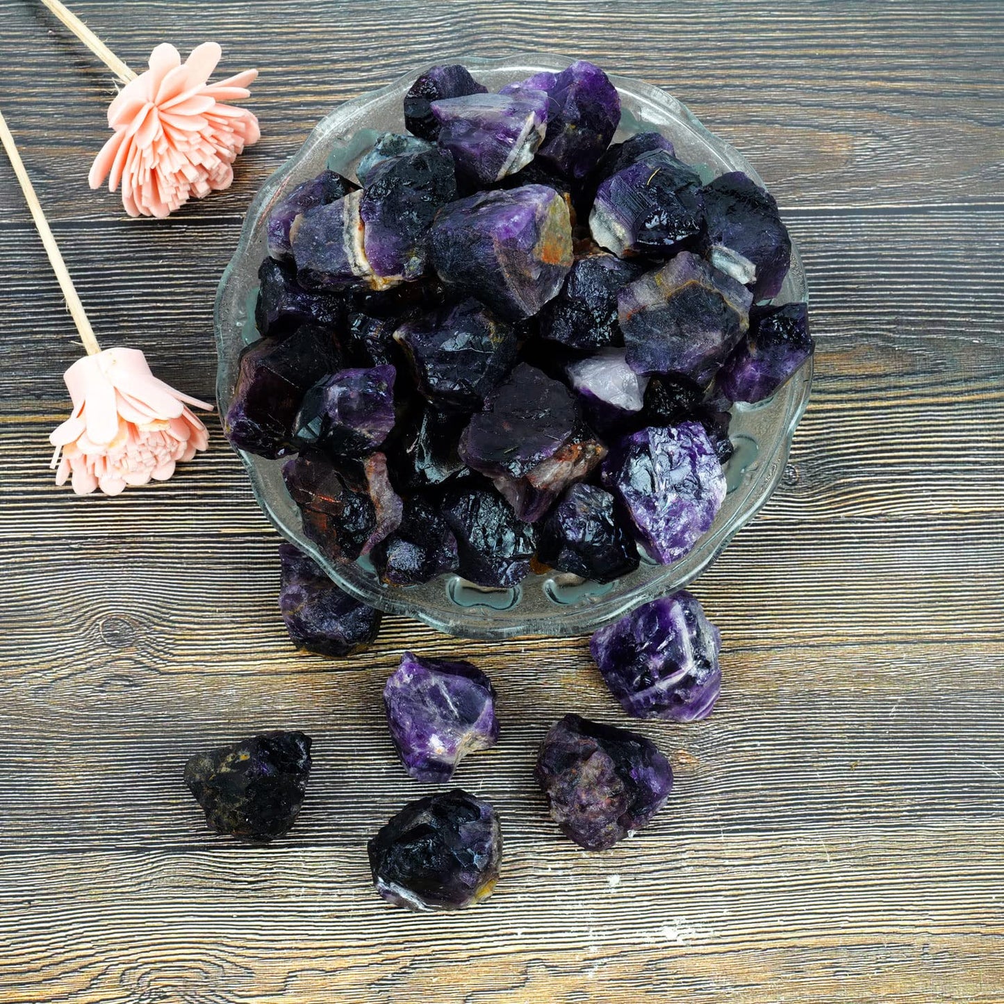 ABHISUBYA Amethyst Crystals - Vase Filler - Crystals and Stones - Unpolished Gemstones - Raw Crystals - Rocks for Tumbling - Bag of Amethyst Crystals - Metaphysical Gifts - Fish Tank Aquarium Rocks