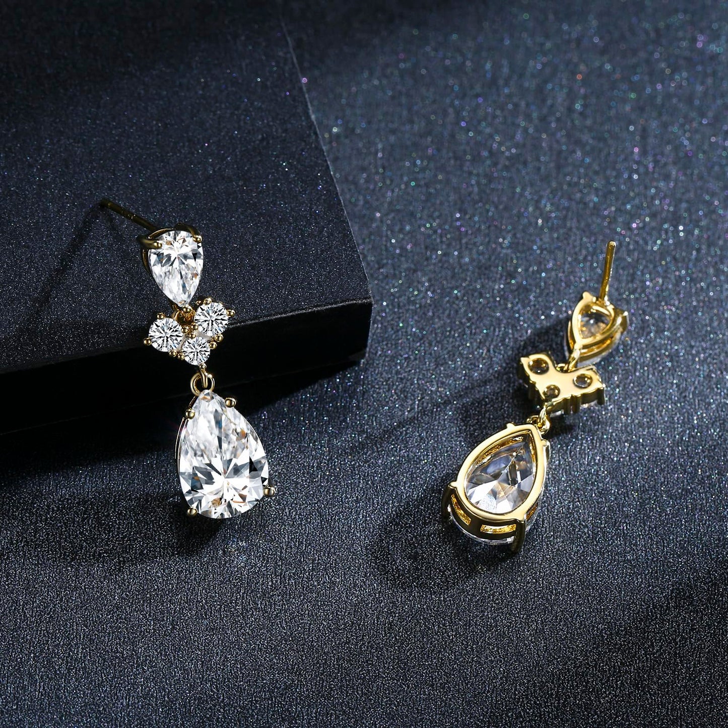 SBLING Cubic Zirconia Teardrop Earrings Wedding Earrings for Brides Bridesmaids, Bridal Dangle Earrings, Teardrop Crystal Drop earrings for Women Jewelry Gifts