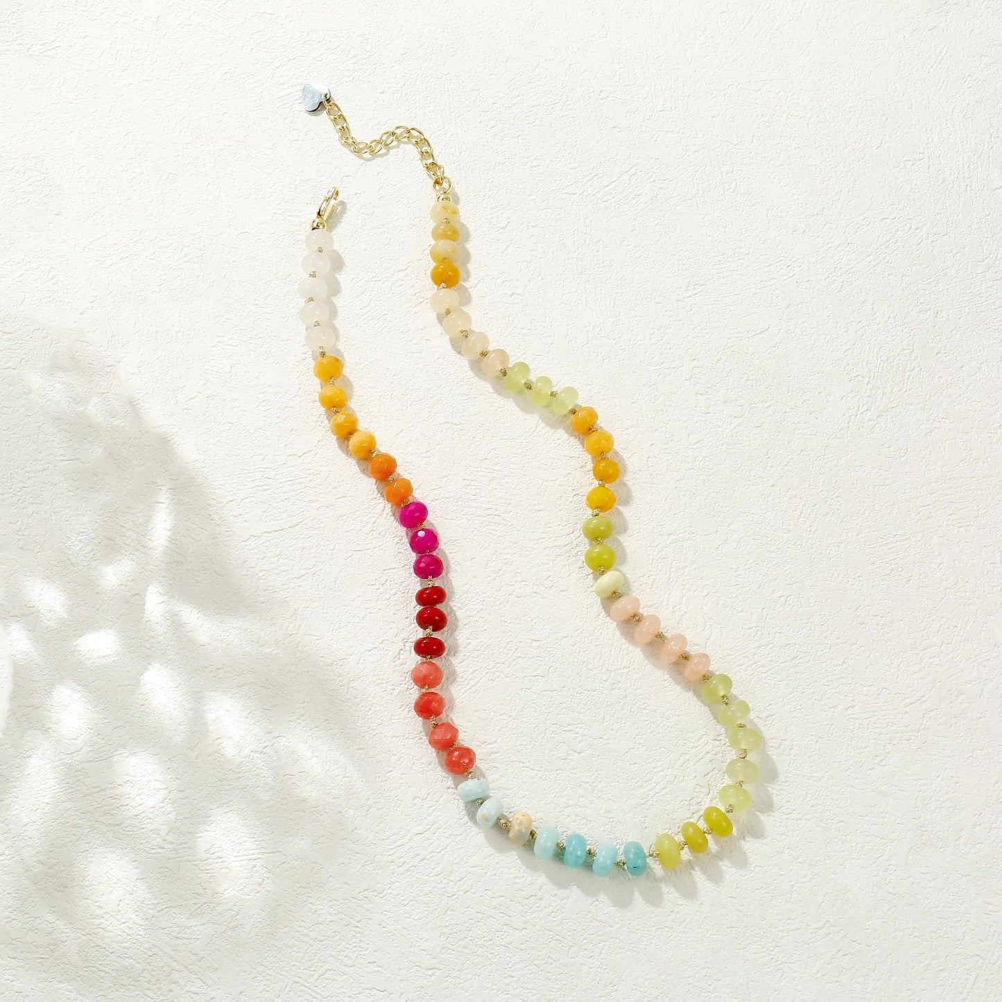 Gemstone Beaded Necklace for Women Colorful Natural Stone Freshwater Pearl Surfer Beach Rainbow Necklace Jewelry Gift (colorful -04)