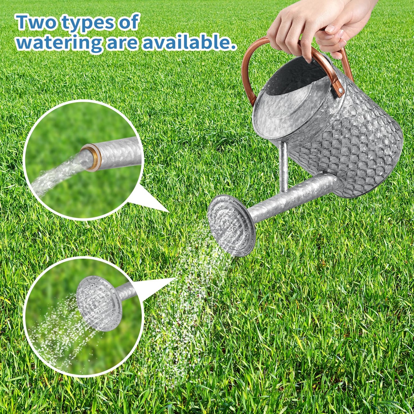 BLstyle 1 Gallon Metal Watering Can for Outdoor Indoor Plants, Galvanized Watering Can with Removable Spray Spout, Ideal for Garden Watering