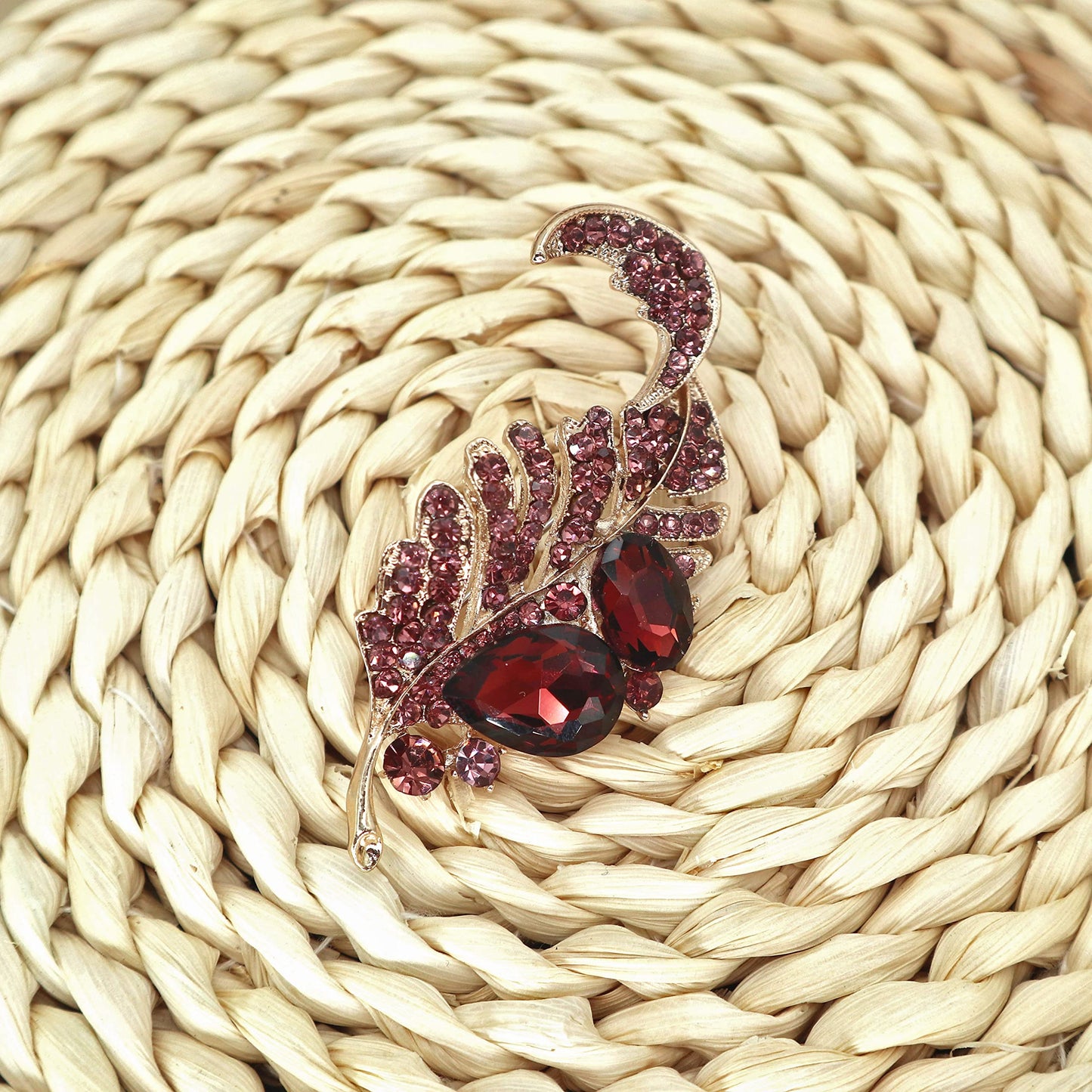 Purple Leaf Brooches Pins for Women Girls Fashion Vintage Gold Statement Jewelry