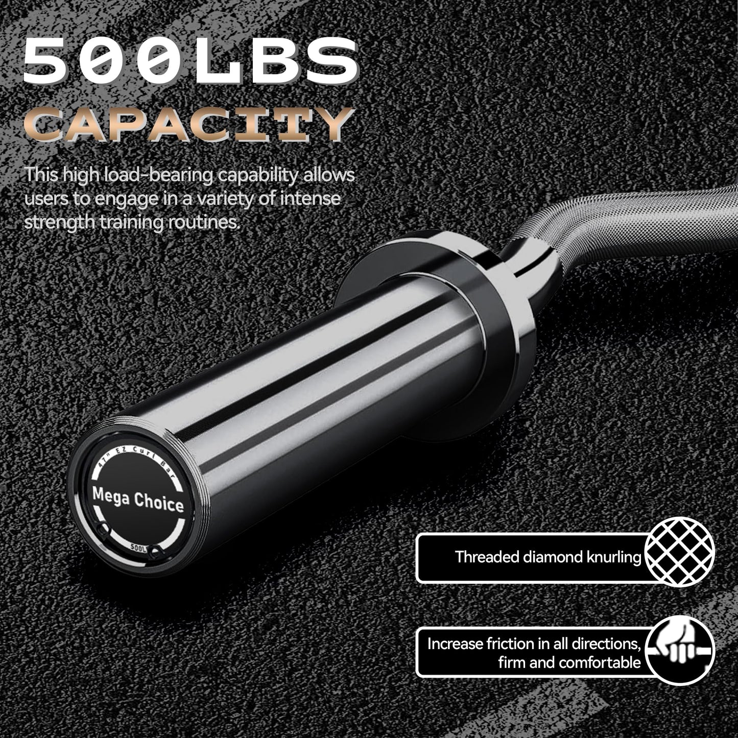4FT Ez Curl Barbell Bar, O-Lympic Barbell Curl Bar with 2 Spring Collars, Bearing & Bronze Bushing Rotating Sleeves, Knurled Grip, Durable Rust-Proof Design for Squats/Curls/Bench Press, Black