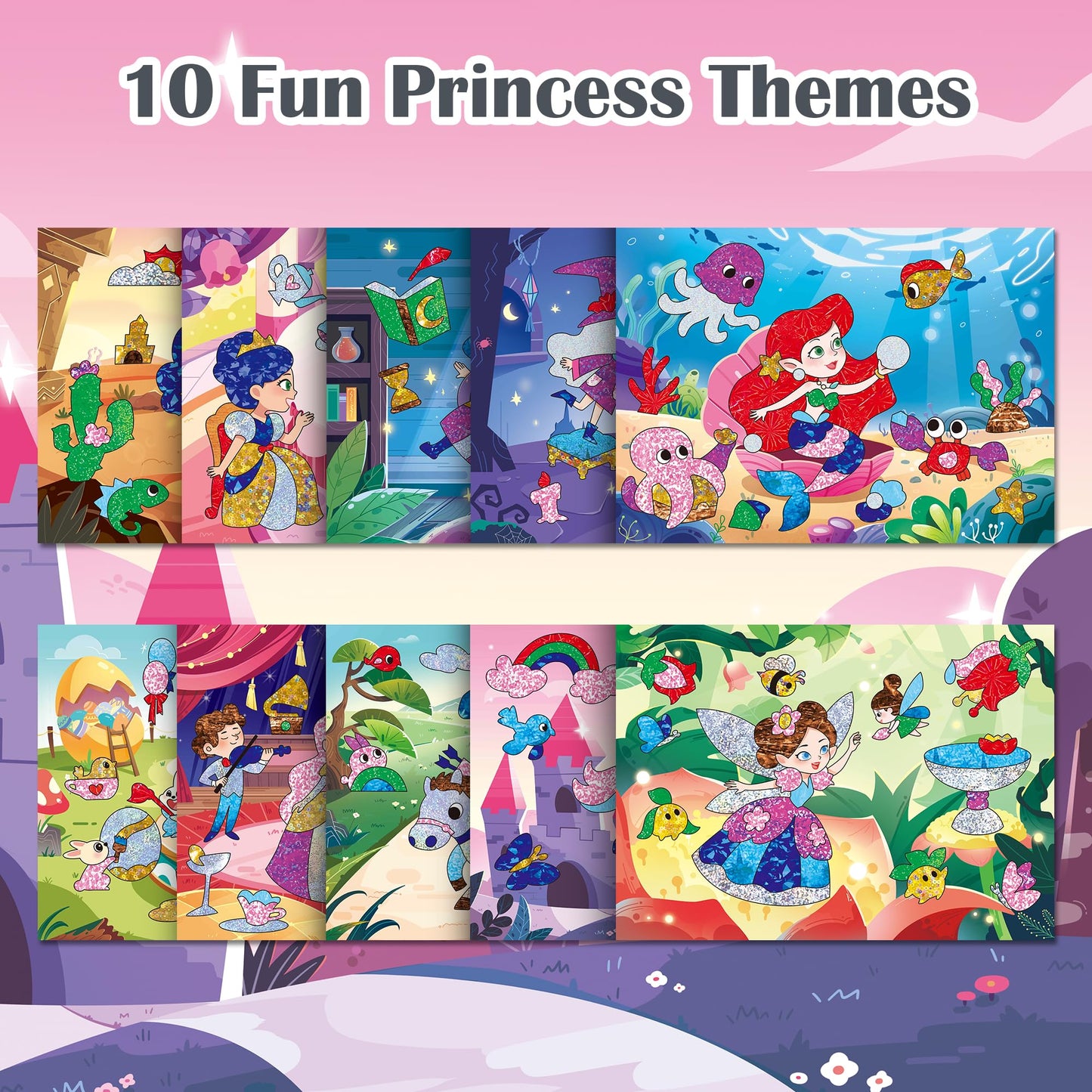Timetome Foil Craft Kit for Kids, Princess & Unicorn Foil Art Set for Ages 4–8, No Mess Creative Arts and Crafts, Easy Peel Stick Foil Pictures, Gift for Girls 5-10