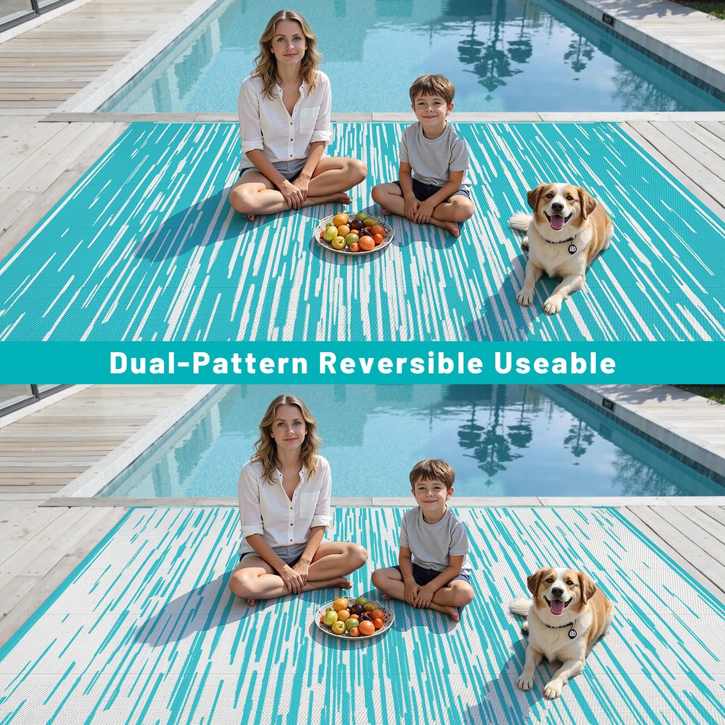 HEBE Outdoor Rug 9'x12' for Patios Clearance Waterproof Patio Mat Plastic Straw Rug Reversible RV Camping Tent Rug Outside Indoor Outdoor Area Rugs for RV,Deck,Beach,Balcony,Camper