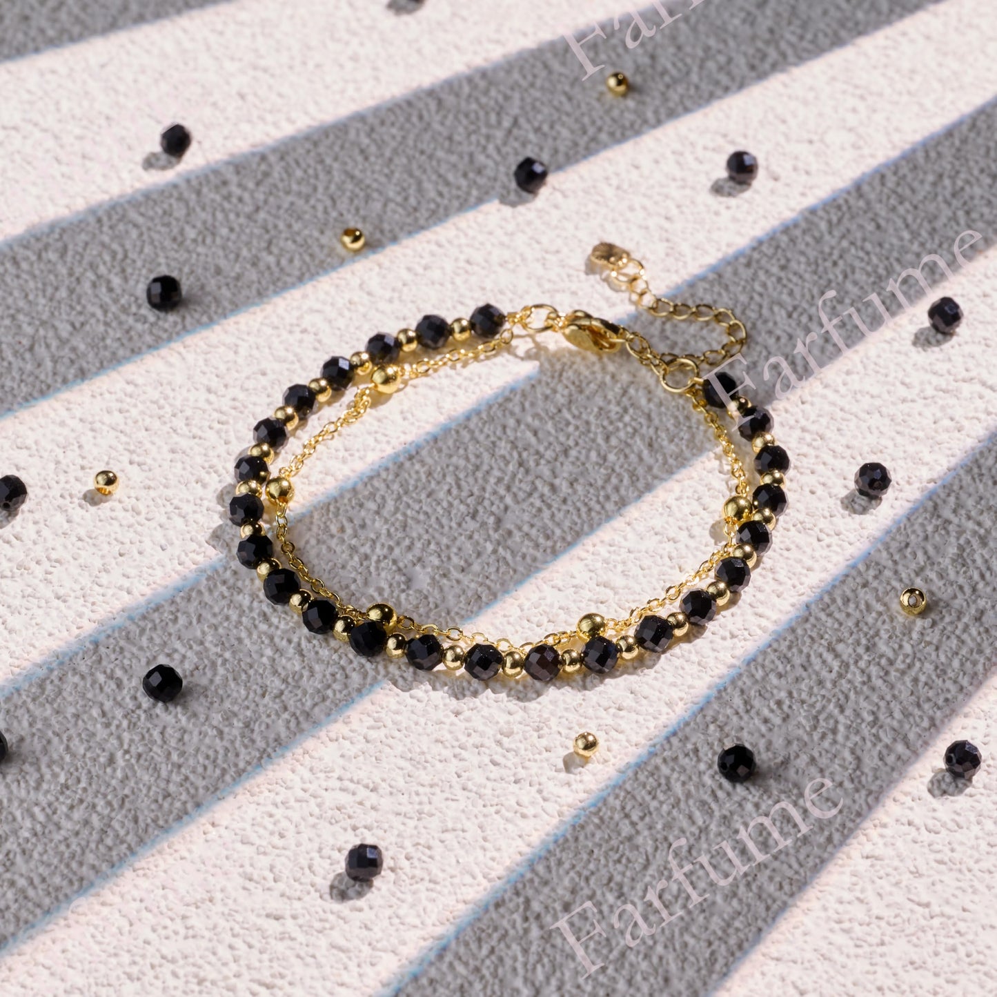 Farfume Black Onyx Crystal Bracelet Beaded Bracelets for Women 4mm Natural Stone Beads Gemstone Handmade Jewelry Valentine's Day Gifts