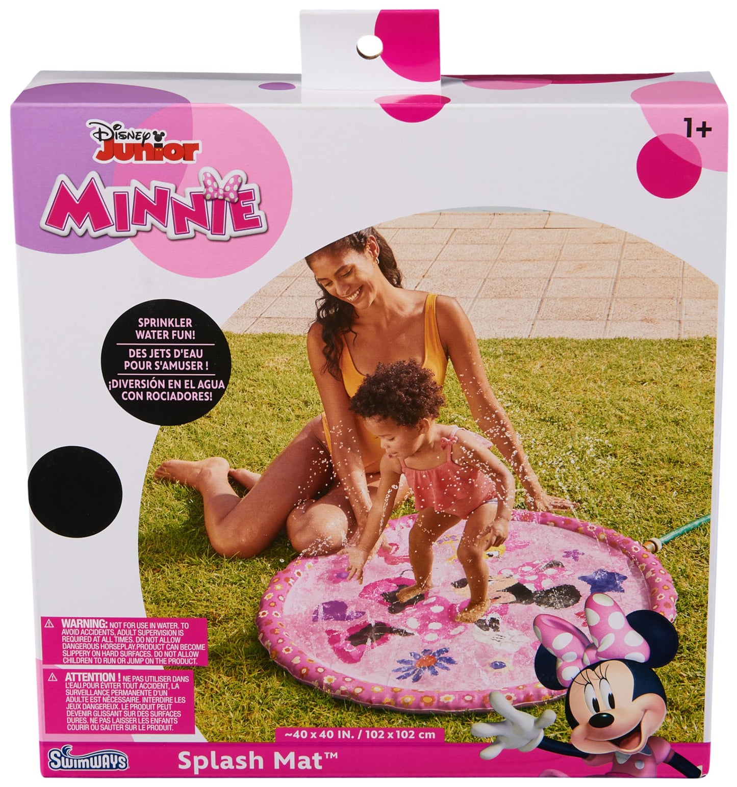 SwimWays Minnie Mouse Splash Mat, Kids Splash Pad, Outdoor Toys, Disney Pool Party Supplies and Water Toys for Kids Ages 1 & Up