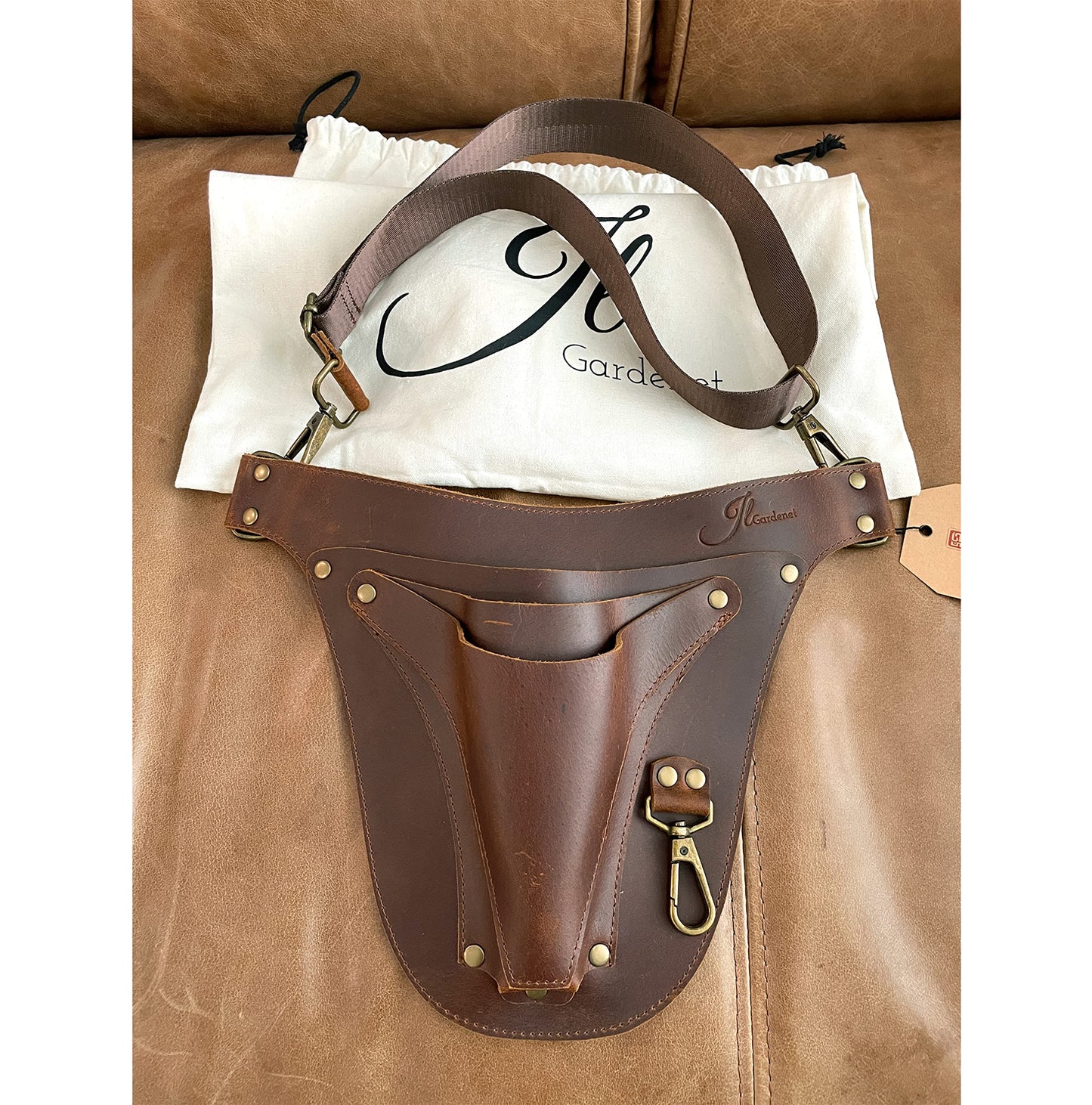 JL Gardenet Garden Tool Belt, Handmade Premium Leather with Pouches Pockets Holster for Women & Men, Gardeners, Florists, Electrician, Carpenter, Flower Farmer, Landscaper, Construction