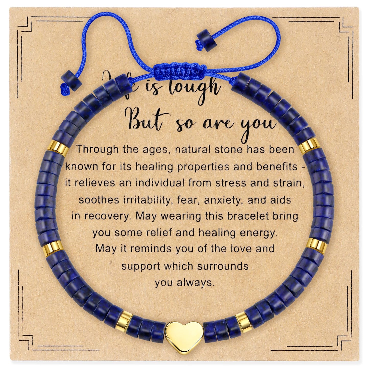 Svovin Inspirational Gifts Bracelets for Women, Healing Natural Stone Bracelets (Lapis Lazuli)