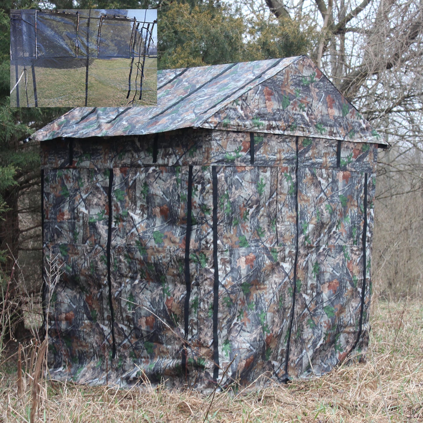 360° See-Through Hunting Blind for Deer Hunting – Heavy-Duty Steel Frame, 8 Shoot-Through Windows, Durable 300D Oxford Fabric, Full Visibility Ground Blind for Bow and Gun Hunters