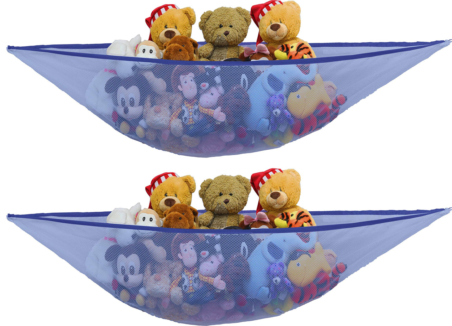 Simple Houseware 2 Pack Stuffed Animal Toy Hammock Net, Corner Wall Storage for Kids Room, White