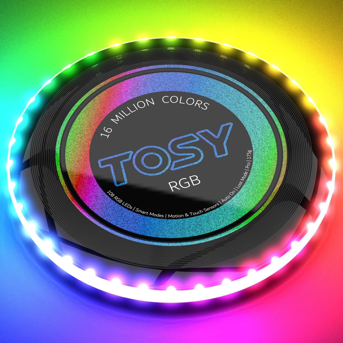 TOSY Bundle of 2 - Flying Disc 108 LEDs - RGB Black + Blue