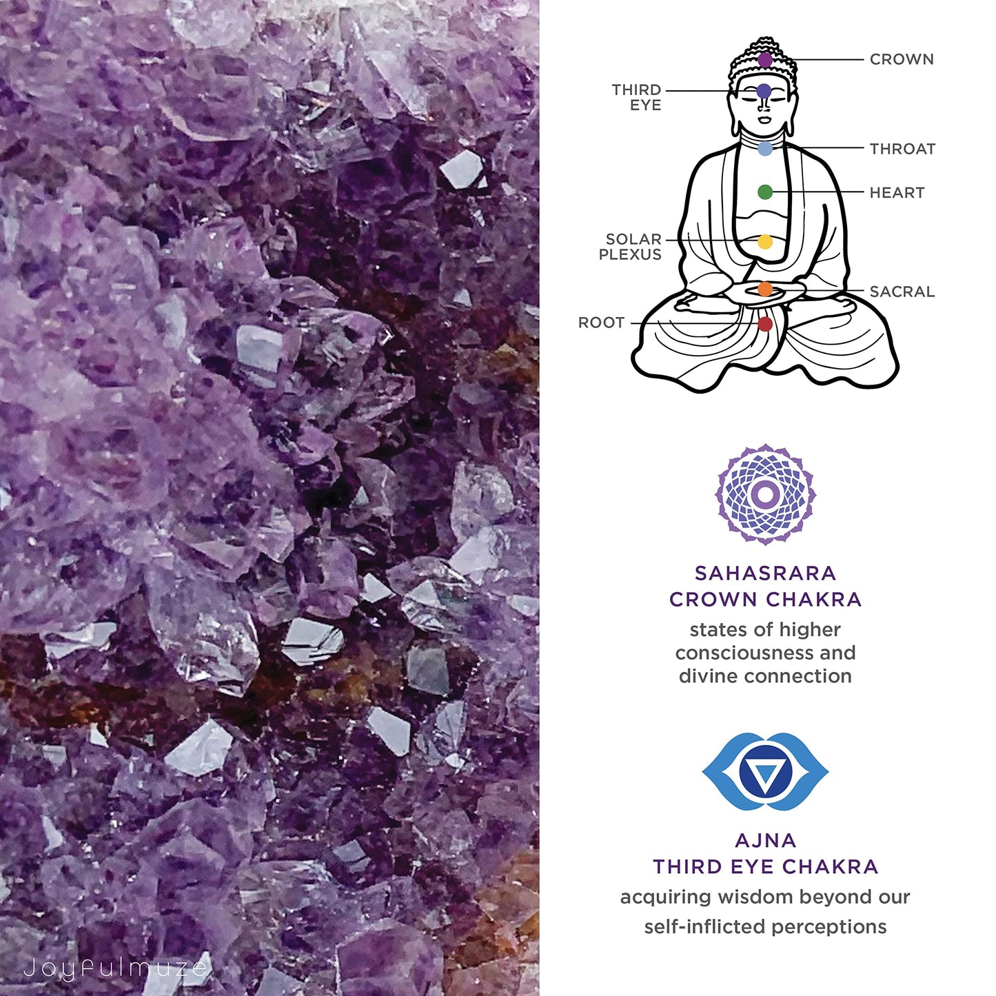 Joyfulmuze Stretch Bracelets, Natural Gemstones Amethyst, Citrine, Rose Quartz, Clear Crystal Quartz, Moomstone Peridot Teger Eyes, Handmade Gift for Women and Men (Amethyst Dark + Light)