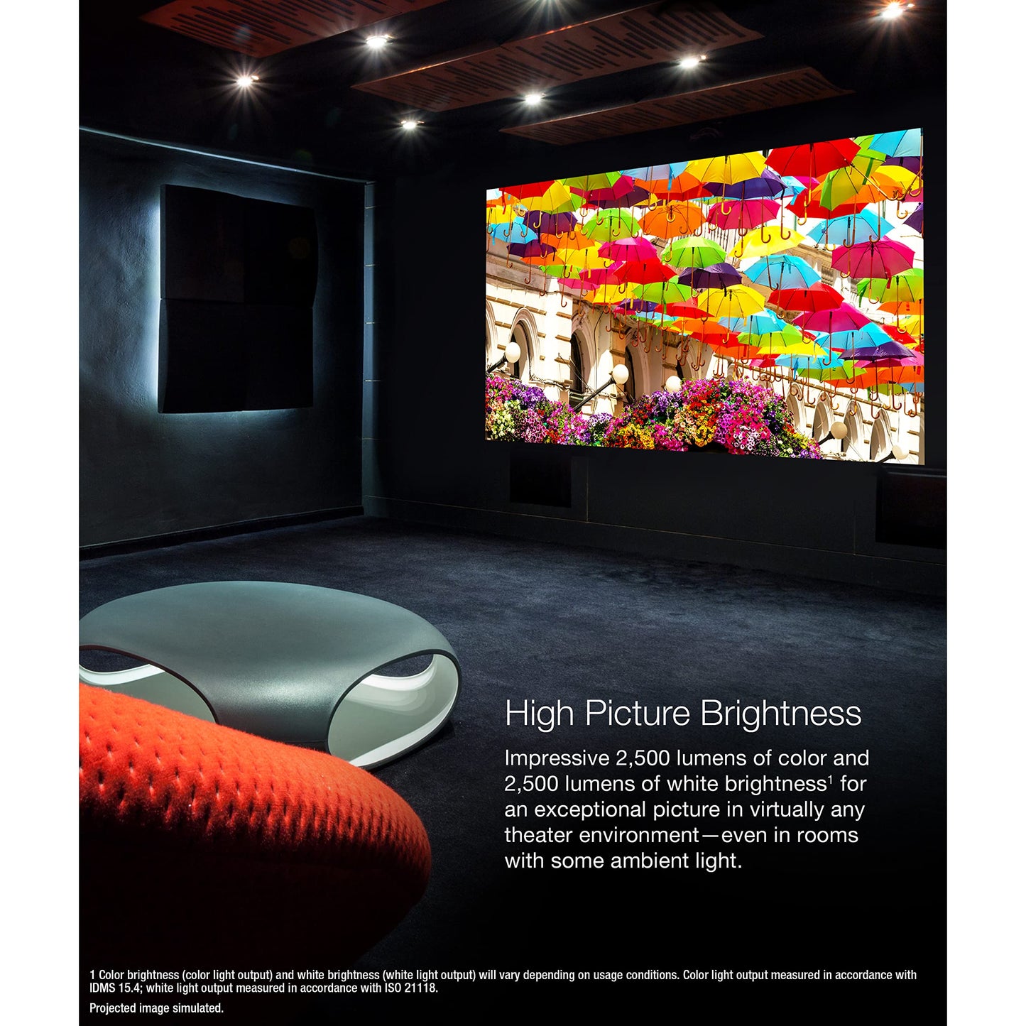 Epson Home Cinema LS11000 4K PRO-UHD Laser Projector HDR, HDR10+, 2500 Lumens Color & White Brightness, HDMI 2.1, Motorized Lens,Focus, Zoom, 3840 x 2160, 120 Hz,Media Room, Gaming