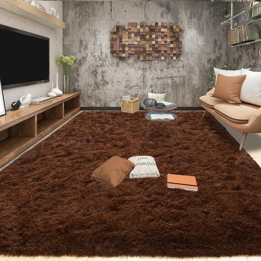 Tepook Super Soft Fluffy Rugs for Living Room, Shag 6x9 Area Rugs for Bedroom, Modern Shaggy Rug Fuzzy Carpets for Kids, Plush Indoor Nursery Home Decor Rug with Non-Slip Bottom, Brown