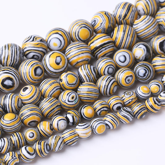 48PCS 8MM Yellow Malachite Beads Stone Beads Energy Healing Beads for DIY Jewelry Bracelet Necklace Making for Jewelry Making 15Inch