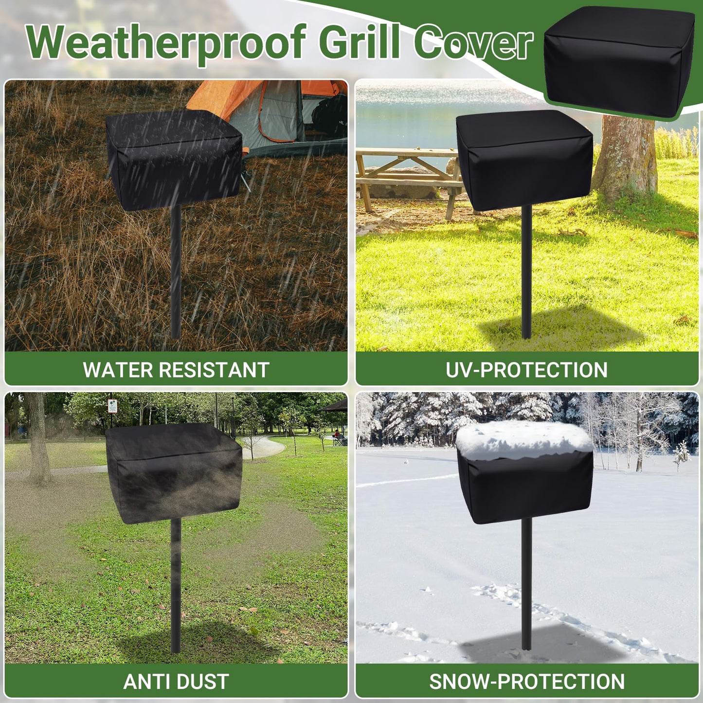 Toriexon Park Grills, 256 Sq. In, Park Style Charcoal Grill, Heavy Duty In Ground Park Grill with Stainless Steel Cooking Grate and Cover for Commercial and Outdoor Cooking 16'' L x 16'' W x 8'' H