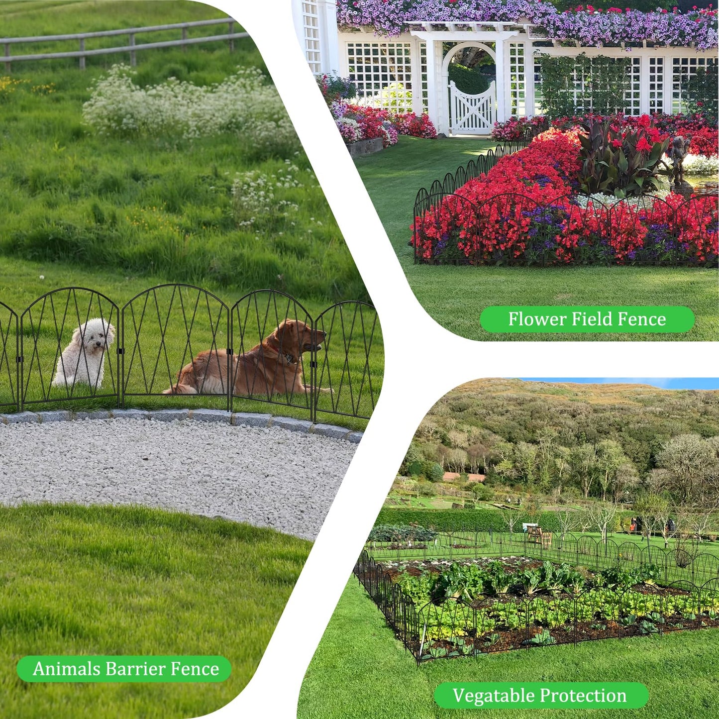 10 Pack Decorative Garden Fence Animal Barrier,11ft(L) x 16in(H) Rustproof Metal Wire No Dig Fence Border for Dogs,Anti Digging Flower Edging for Outdoor,Landscape,Patio & Yard,Arched