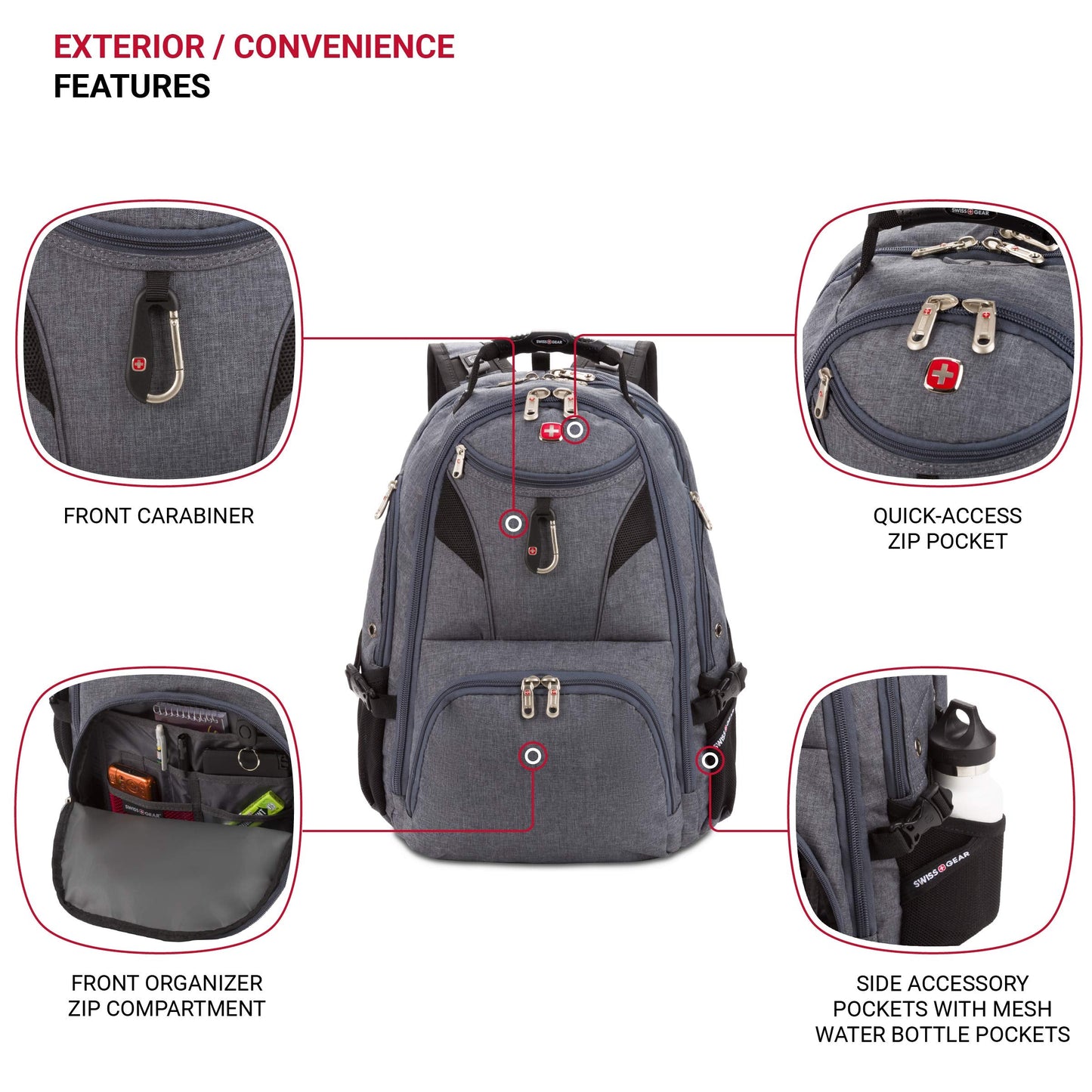 SwissGear 5977 ScanSmart TSA Friendly Laptop Backpack, Fits Most 17 Inch Laptops and Tablets, Ideal for Work, Travel, School, College, and Commuting, Grey