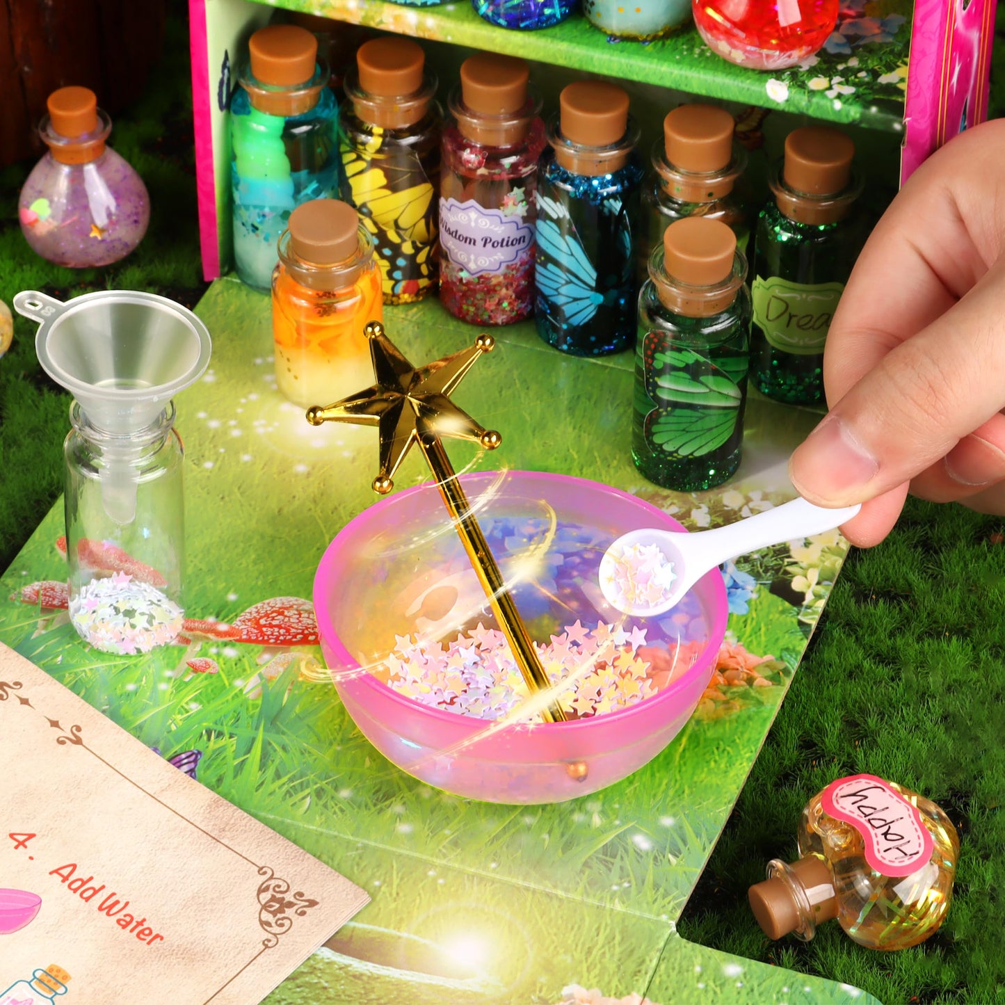 wookidel Fairy Magic Craft Kit for Kids with 20PCS Potion Bottles - Fairy Magical Potions Making Craft Kit - Gift for Christmas, Birthday, Creative Art Crafts Kits for Girls Boys 6 7 8 9 10 Year Old