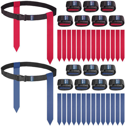 MIUONO Flag Football Belts, Flags for Flag Football Set 14 Player, Flag Football for Kids Adults and Youth Training Equipment (Red and Blue)