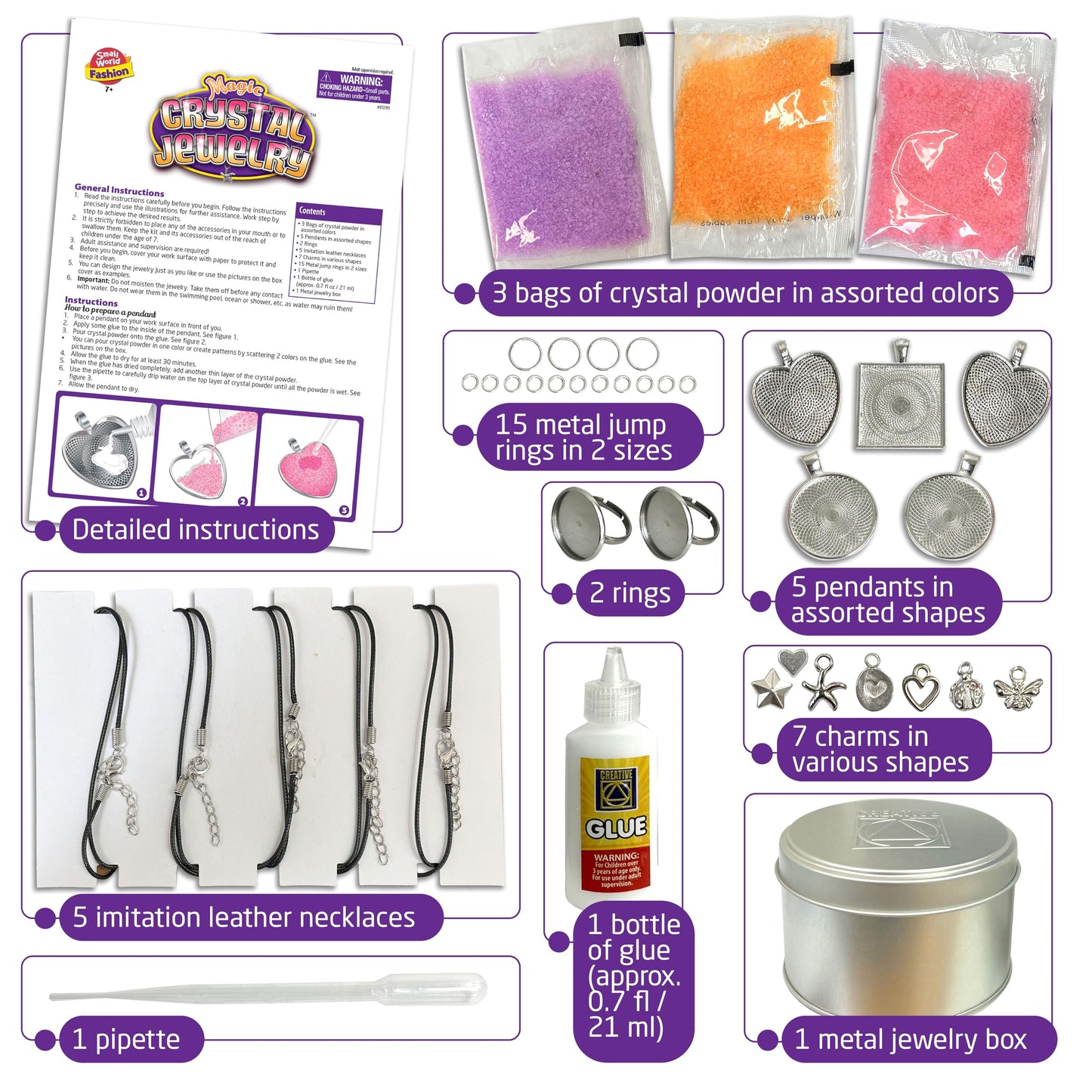 Small World Toys Magic Crystal Jewelry, DIY Jewelry Making Kit, Charm Bracelet & Necklace Maker, Crafts & Toys for Girls, Ideal Birthday Gift for Kids 7+