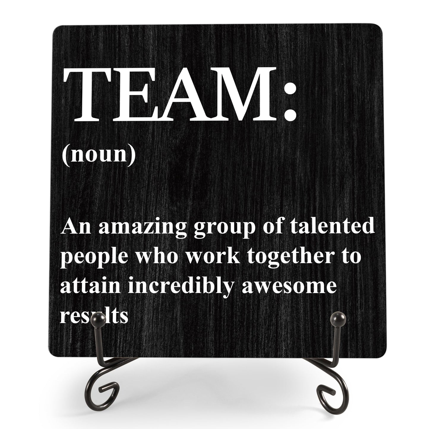 Inspirational Gifts - Team Noun Office Decor, 5.1 x 5.1 Inch Wood Plaque With Stand, Funny Office Desk Decor for Women Men Coworker Boss Team Manager Director (XB03)