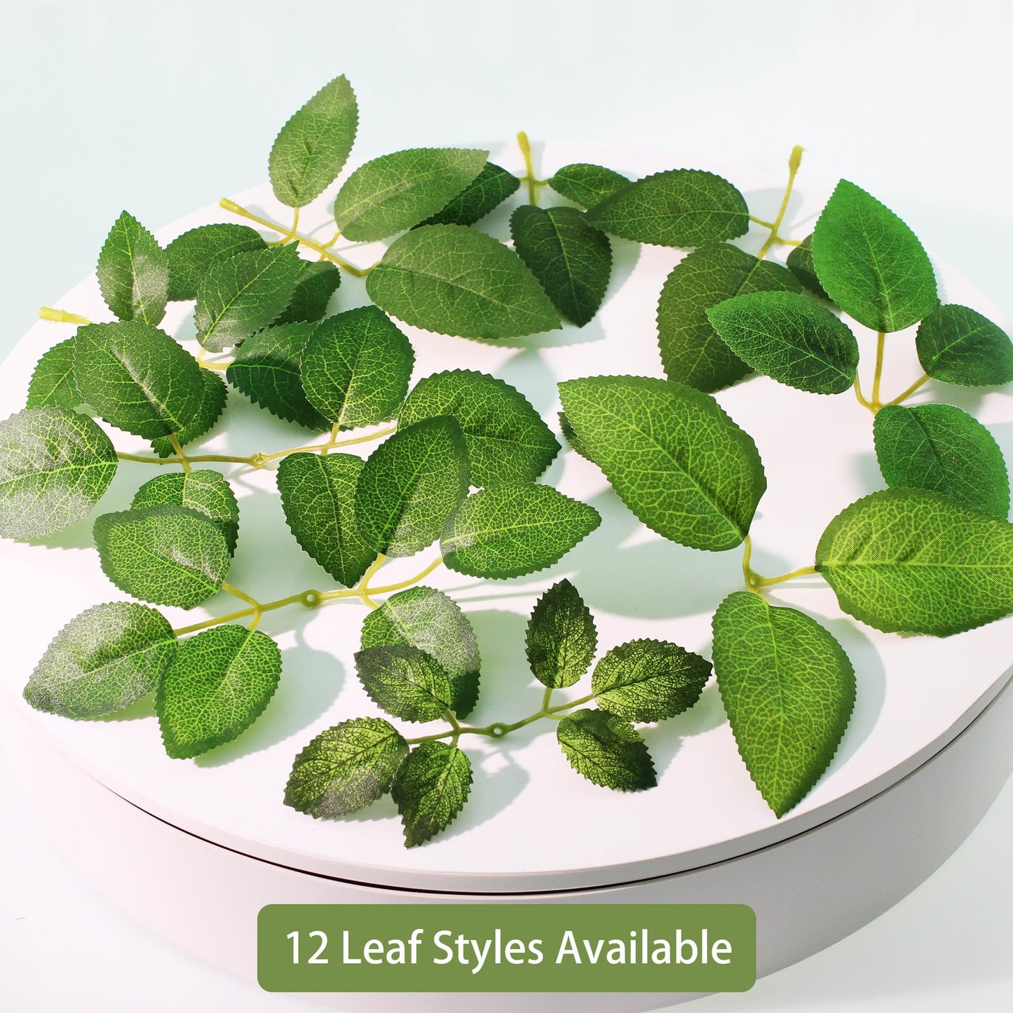 Vignor 100 Pcs Artificial Flowers Green Leaf Bulk Faux Greenery Silk Fake Rose Leaves Bouquet Garland Wreath Floral Arrangement Supplie DIY Craft (6 Medium-Leaf Green)