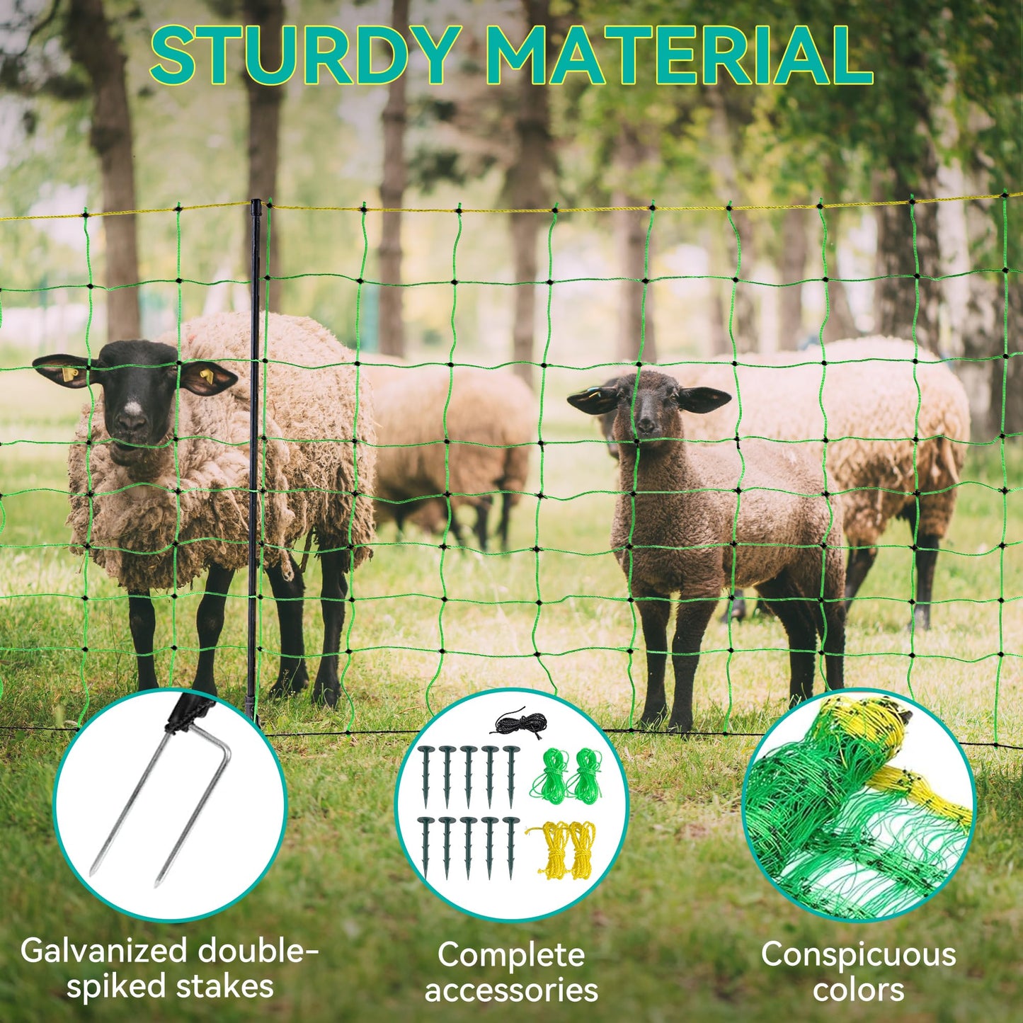 PPOLB Electric Fence Netting - 47.2" H x 164' L, Portable Movable Livestock Nets Mesh for Lambs, Dogs, Deer, Larger Animals Electric Fencing for Backyards, Homesteaders, Farms Ranches, and Gardens