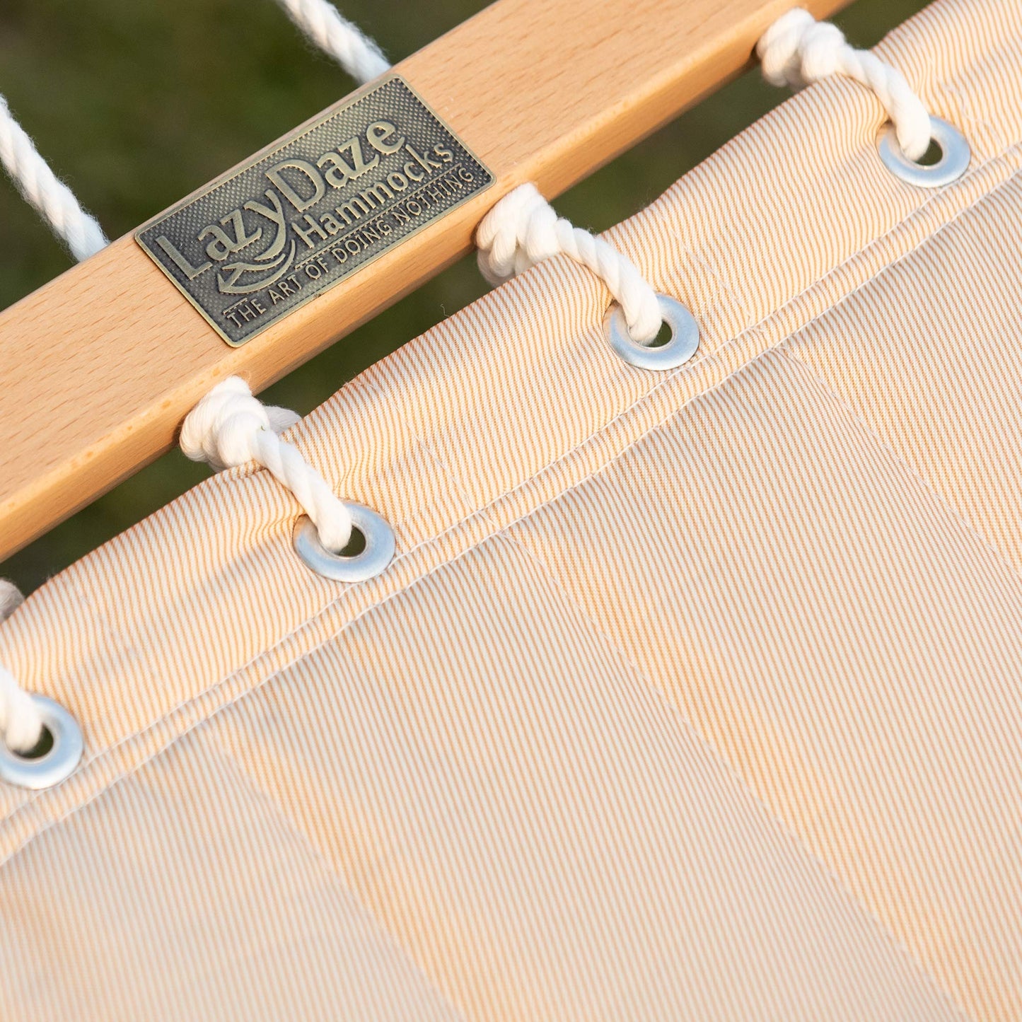 Lazy Daze Hammocks 12FT Quilted Fabric Double Hammock with Spreader Bars and Detachable Pillow, 2 Person Hammock for Outdoor Outside Patio Garden Yard Pool Beach (Linen)