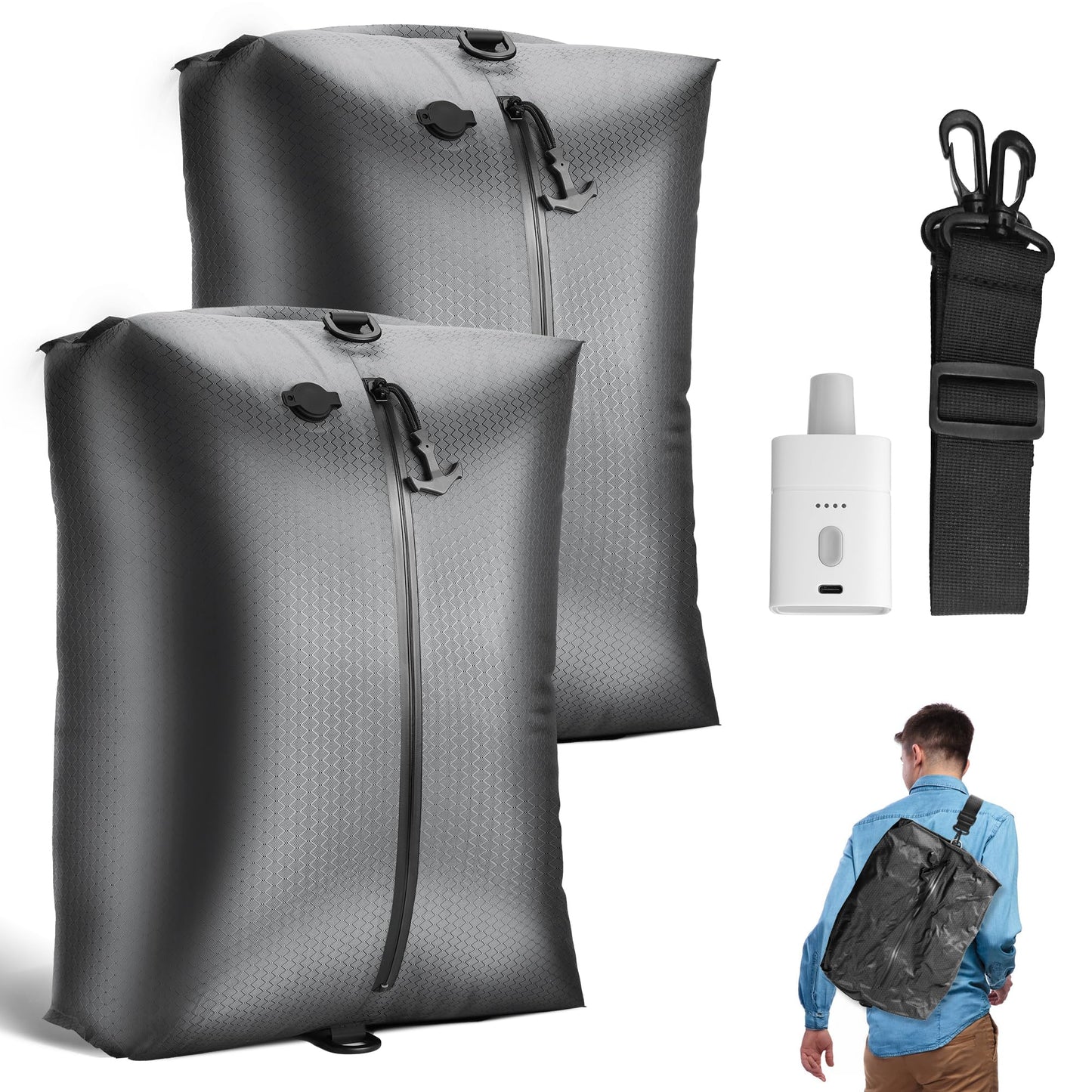 Travel Vacuum Bags with Wireless Pump, Reusable Vacuum Compression Bags for Suitcase, Space Saver for Luggage, Airtight & Waterproof, Perfect for Frequent Travelers & Business Trips (2-Pack)