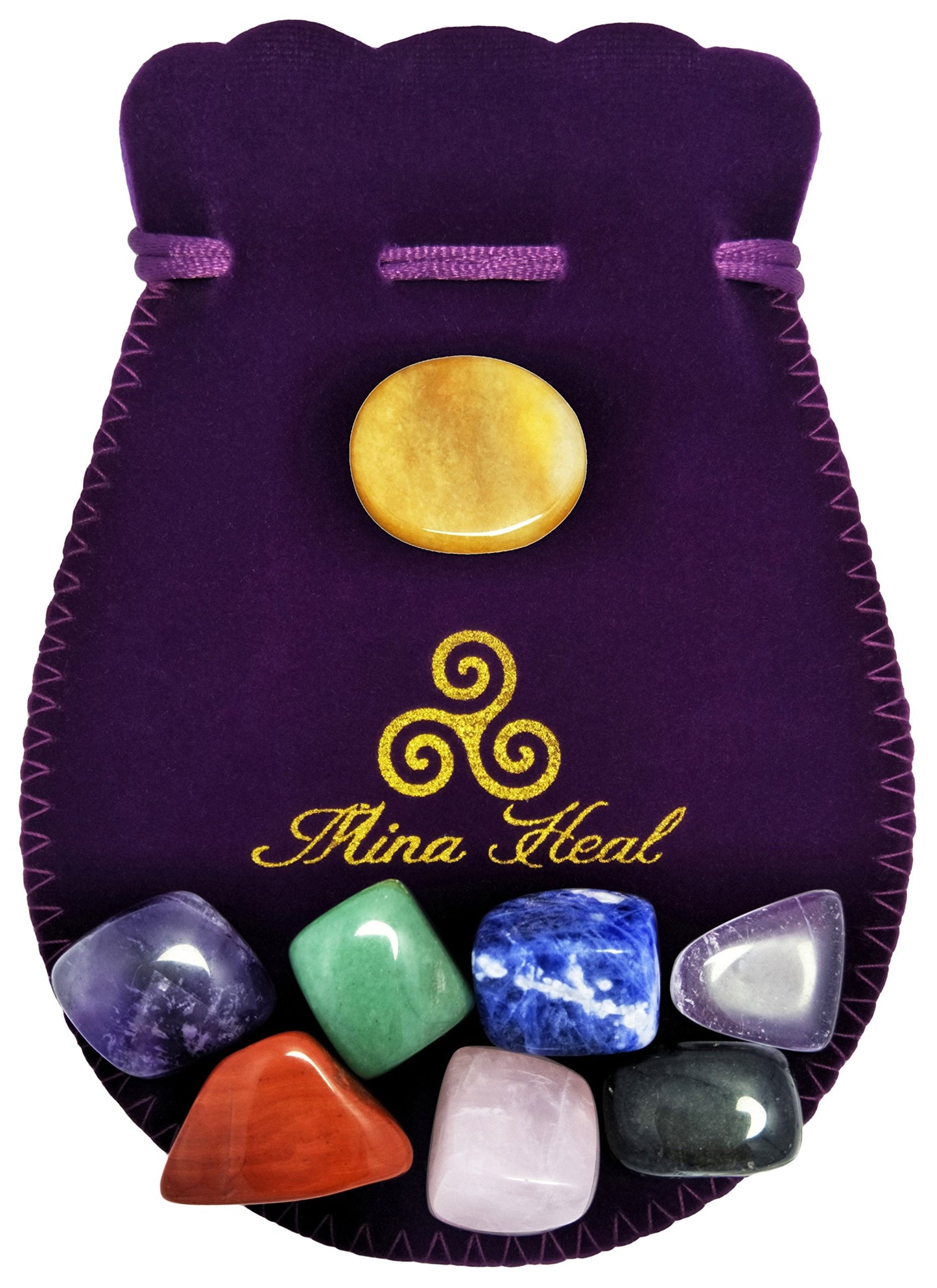 7 Chakra Stones in Oranic Shape & 1 Worry Stone in Oval Shape, Tumbled Chakra Healing Crystal & Polished Rocks for Meditation, Reiki, Chakra Balancing, Protection, and Crystal Décor