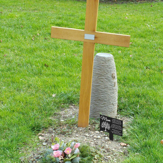 Wesiti Memorial Stakes Cemetery Decorations Metal Grave Markers Plaque Sympathy Garden Stake Waterproof Cemetery Memorial Signs Decoration for Grave(Mom)