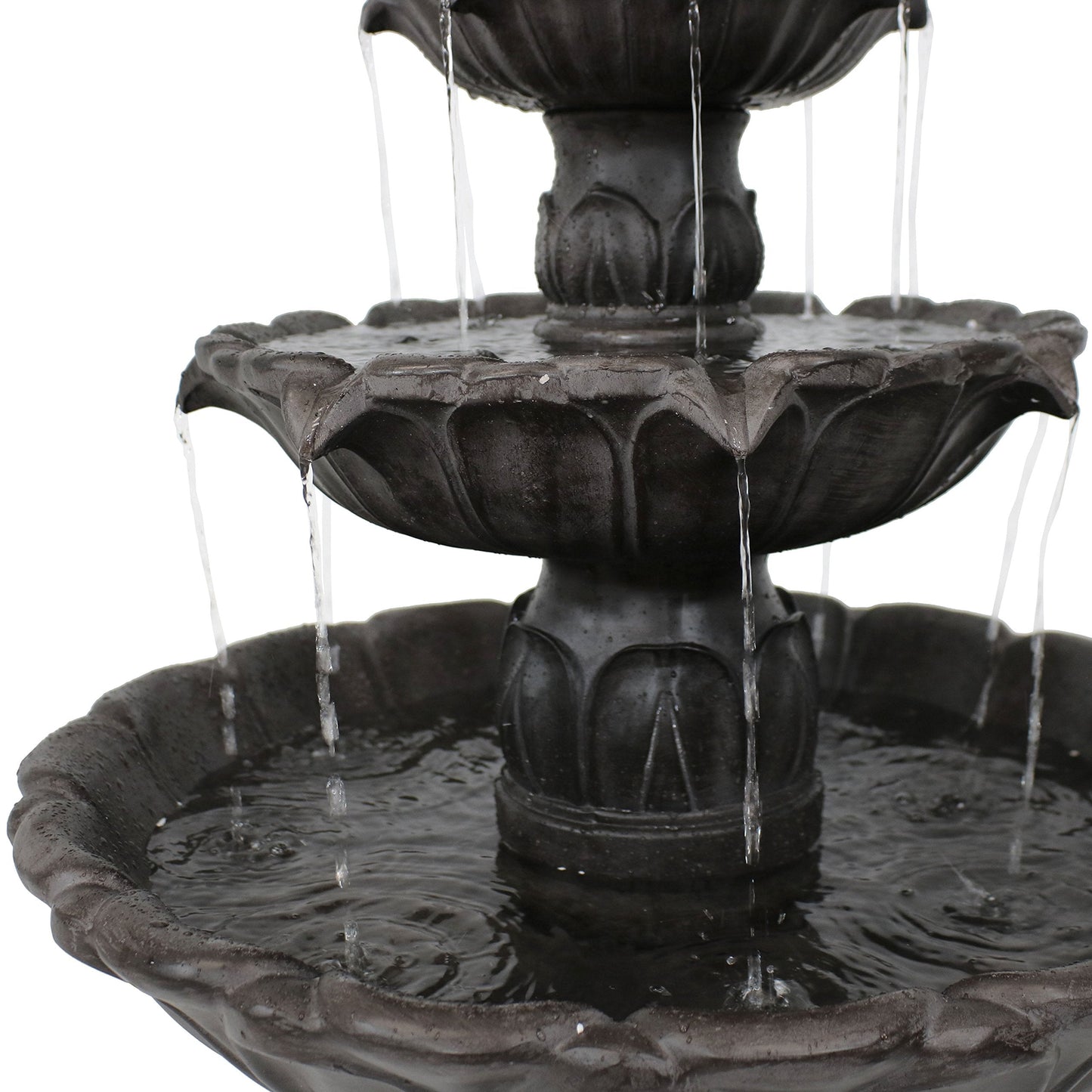 Sunnydaze Classic Tulip 46" Tiered Outdoor Water Fountain - 3-Tiered Outdoor Fountain for Garden, Patio, or Backyard - Dark Brown