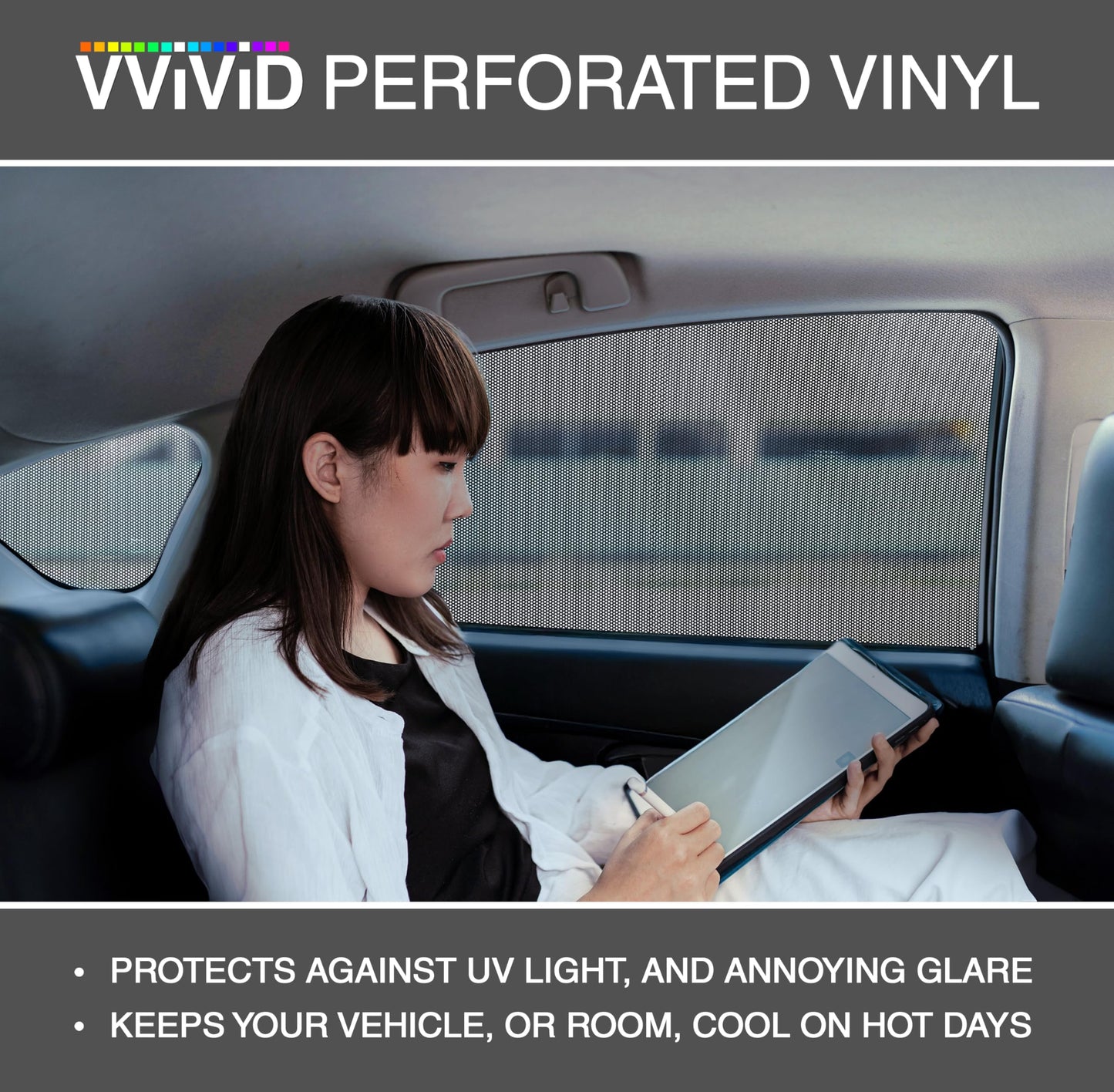 VViViD One Way Perforated Window Vinyl Privacy Wrap Film Roll Decal Sheet DIY Easy to Use Air-Release Adhesive (100ft x 54 Inch)