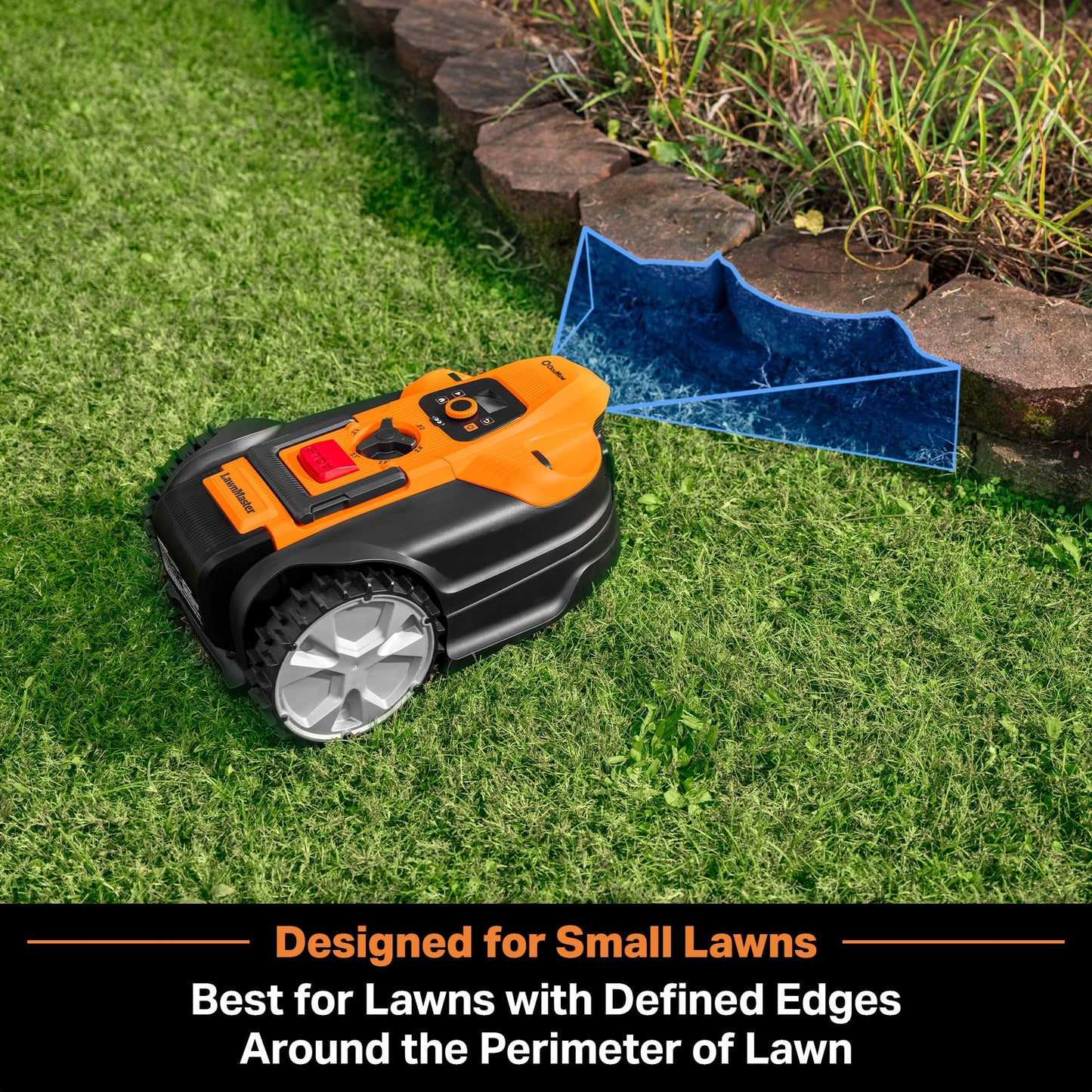 LawnMaster OcuMow™ VBRM701YAMIDR Perimeter Wire Free Robot Lawn Mower Cuts 1/6 Acre Optical Navigation,Obstacle Avoidance Auto-Charging Station, No Go Function, WiFi & Bluetooth Connection APP Control