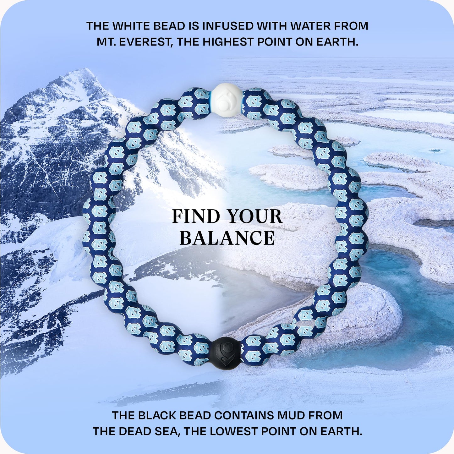 Lokai Collegiate Silicone Beaded Bracelet for Women & Men, University of North Carolina - Medium, 6.5 Inch Circumference - Silicone Jewelry Fashion Bracelet Slides-On for Comfortable Fit