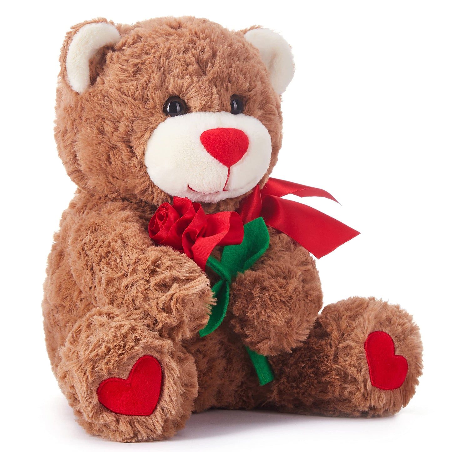 IKASA Bear Stuffed Animal Love Plush Toy with Bow for Valentine,Cute 10.6" Soft Plushie Small Toy,Gifts for Girlfriend (Bear)