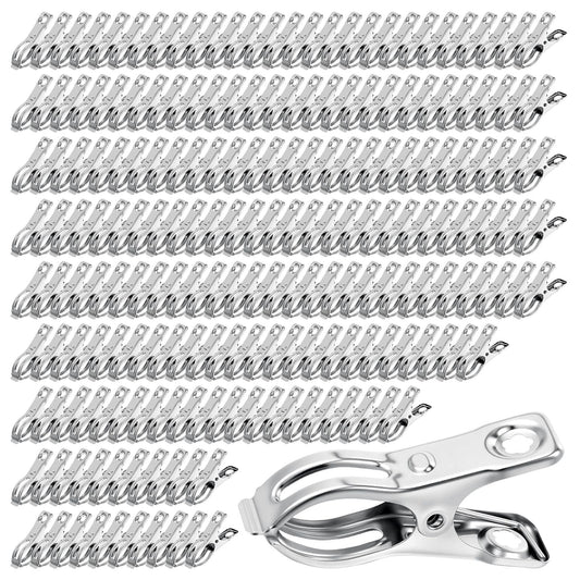 Upgraded 200 PCS Garden Clips, Greenhouse Clamps 100% Stainless Steel Heavy Duty Greenhuose Clips for Netting - Strong Grip to Hold Down Shade Cloth or Plant Cover on Garden Greenhouse Hoops