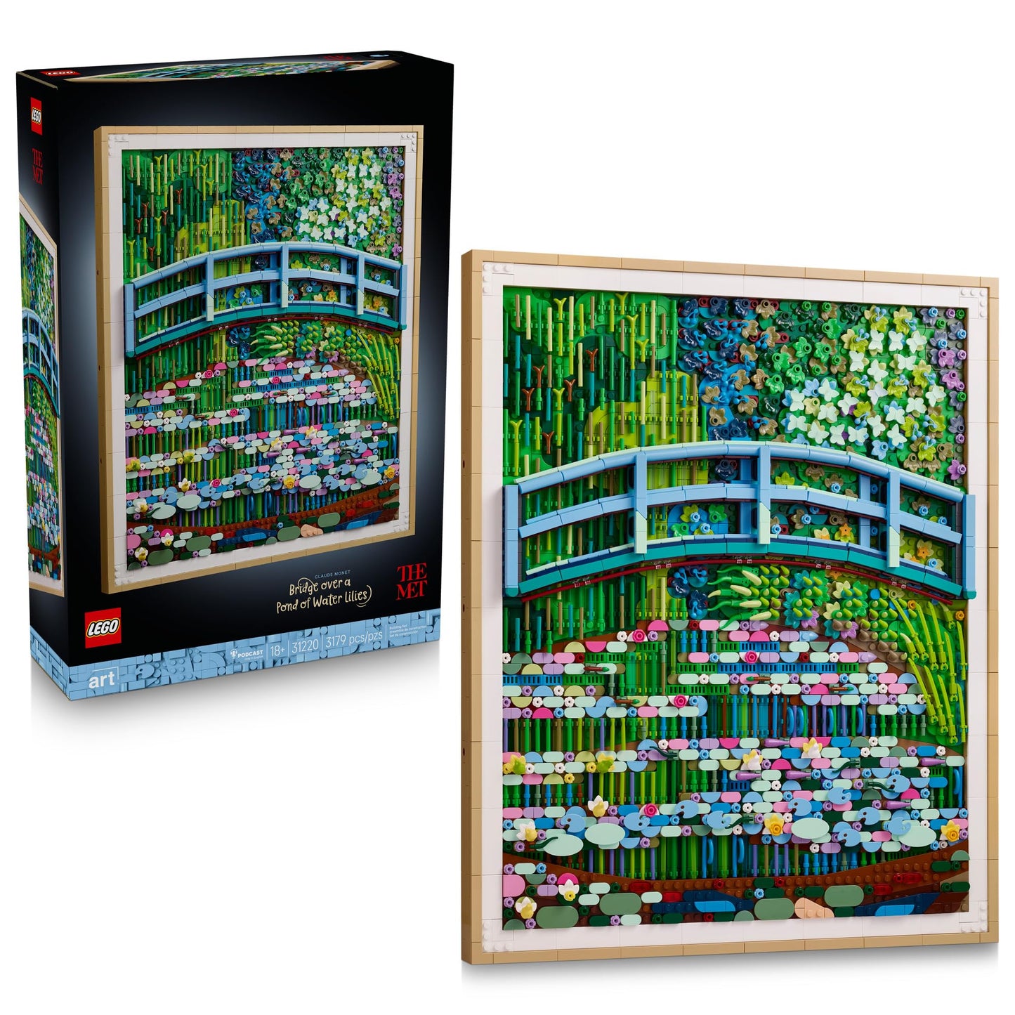 LEGO Art Claude Monet – Bridge Over a Pond of Water Lilies - Building Sets for Adults, Ages 18+ - Wall Decor for Living Room or Home Office - Gift for Women & Men - 31220