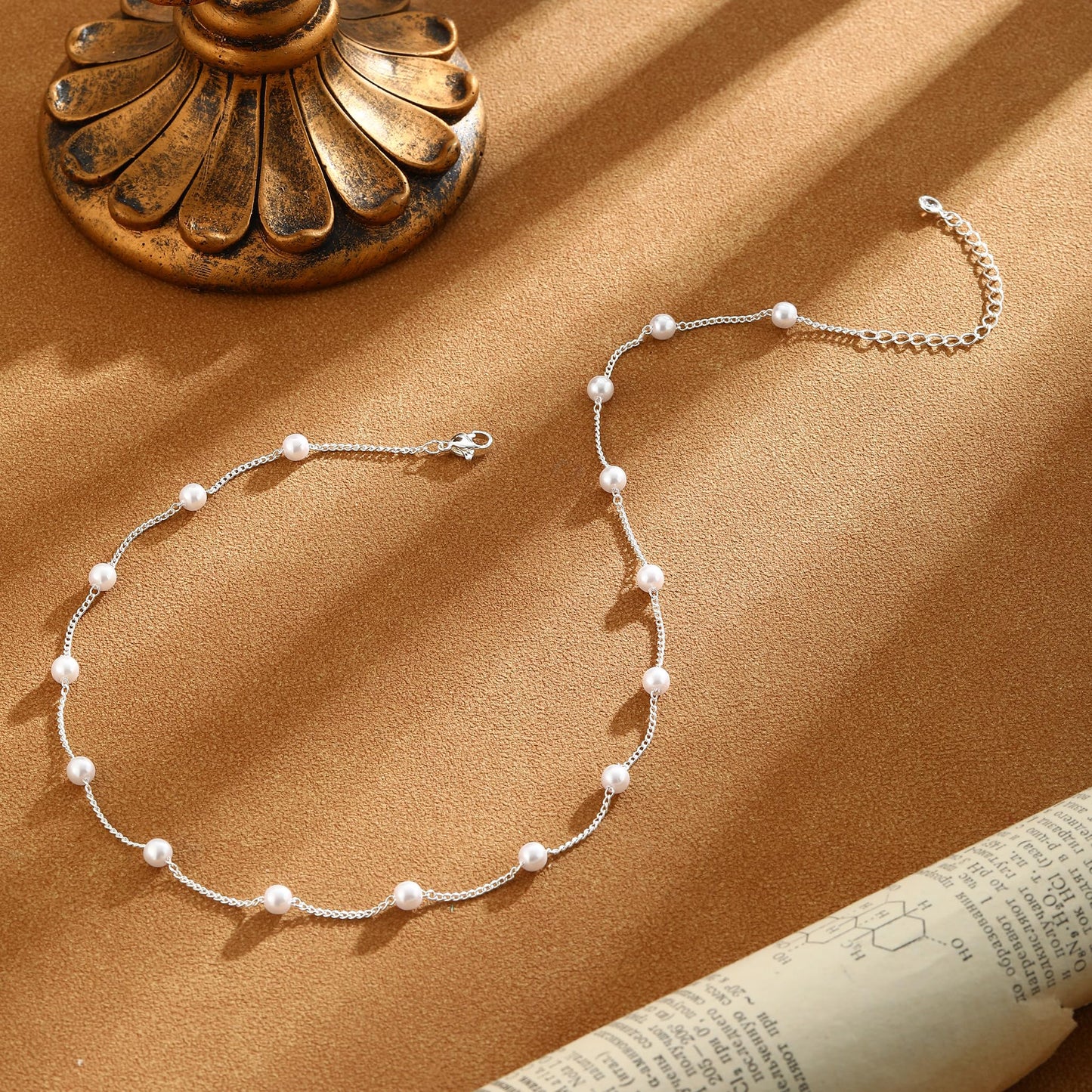 Classic Pearl Necklaces for Women, Silver Pearl Necklace Dainty Pearls Choker Collar De Perlas Para Mujer Elegant Jewelry Wedding Gifts for Her